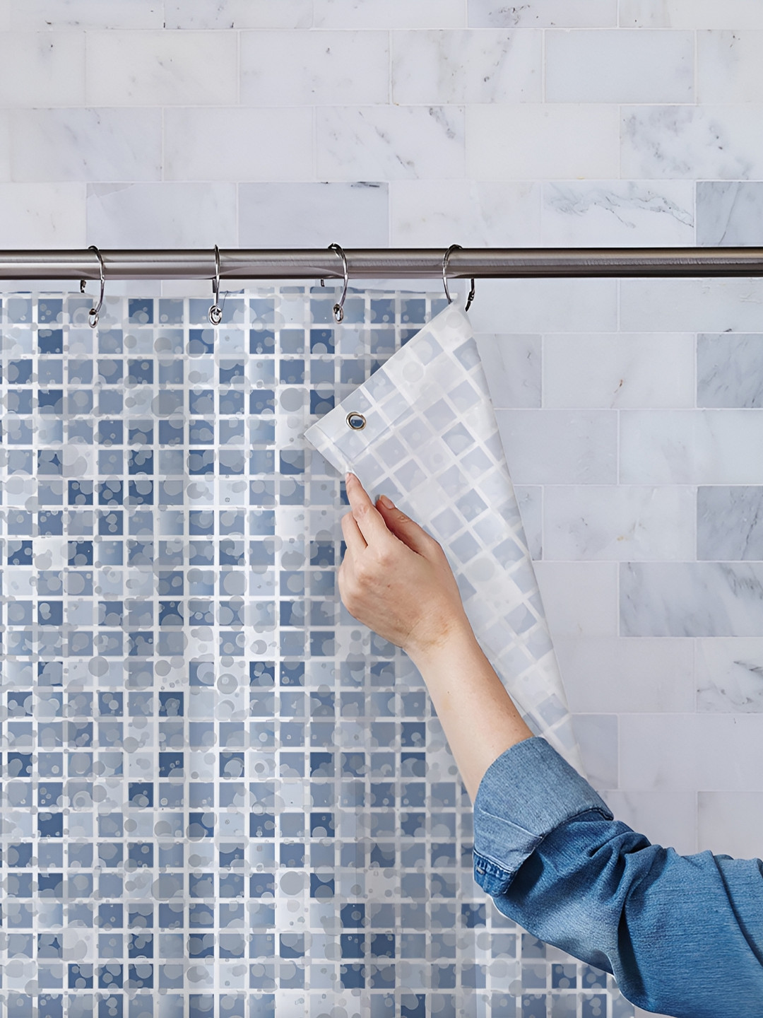 ArtzFolio White & Blue Printed Waterproof Shower Curtain
ArtzFolio White & Blue Printed Waterproof Shower Curtain