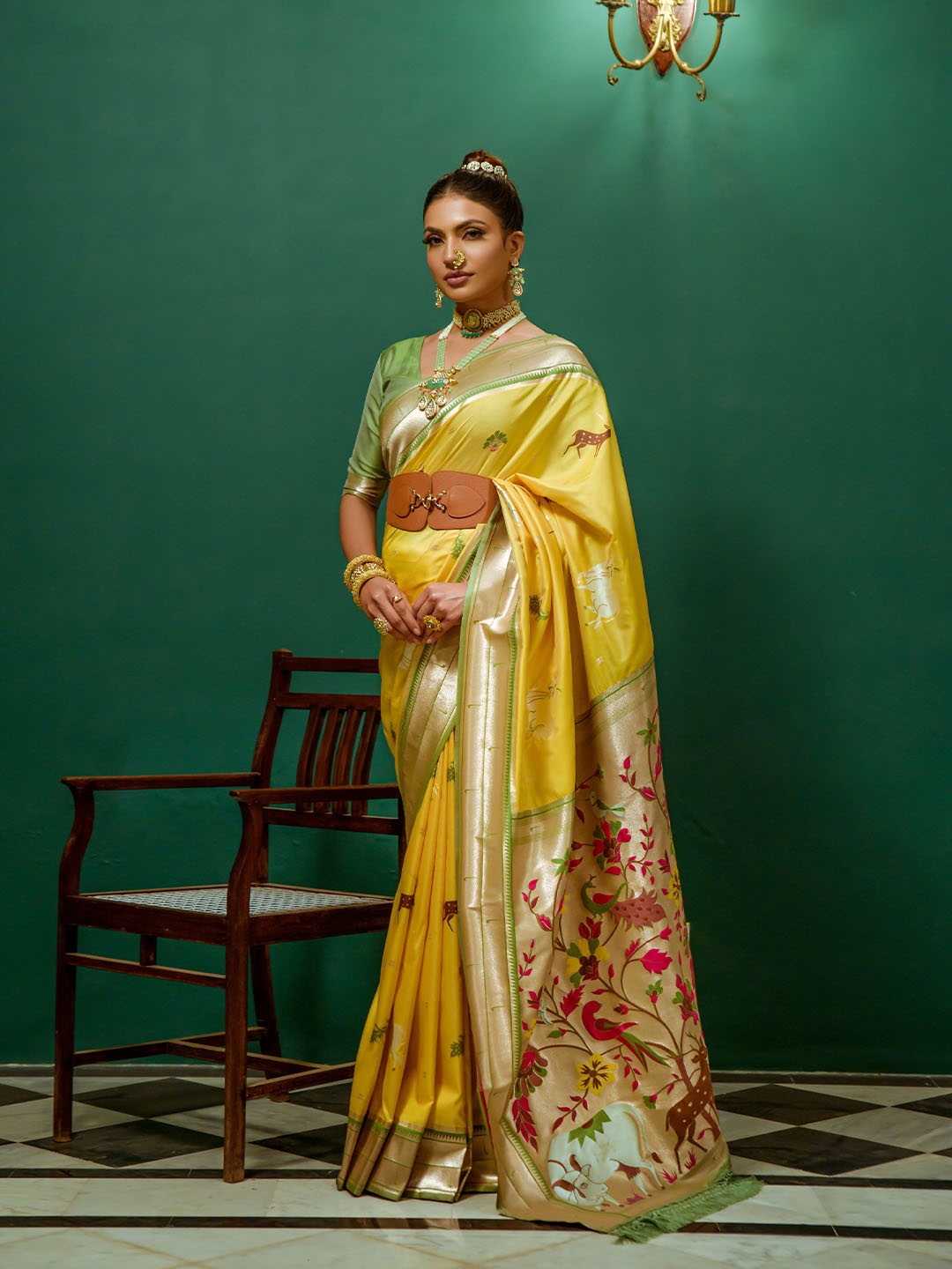 LeeliPeeri Designer Ethnic Motifs Woven Design Zari Paithani Saree With Contrast Blouse, Yellow
LeeliPeeri Designer Ethnic Motifs Woven Design Zari Paithani Saree With Contrast Blouse, Yellow