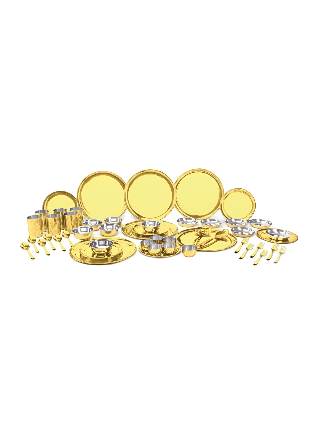 Shri & Sam Gold-Toned & Silver-Toned 50 Pieces Stainless Steel Glossy Dinner Set
Shri & Sam Gold-Toned & Silver-Toned 50 Pieces Stainless Steel Glossy Dinner Set