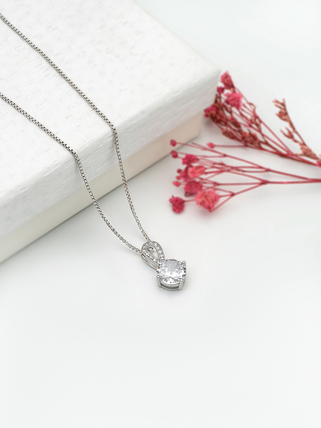 SILBERRY 925 Sterling Silver Rhodium-Plated Circular CZ Studded Pendants with Chains
SILBERRY 925 Sterling Silver Rhodium-Plated Circular CZ Studded Pendants with Chains