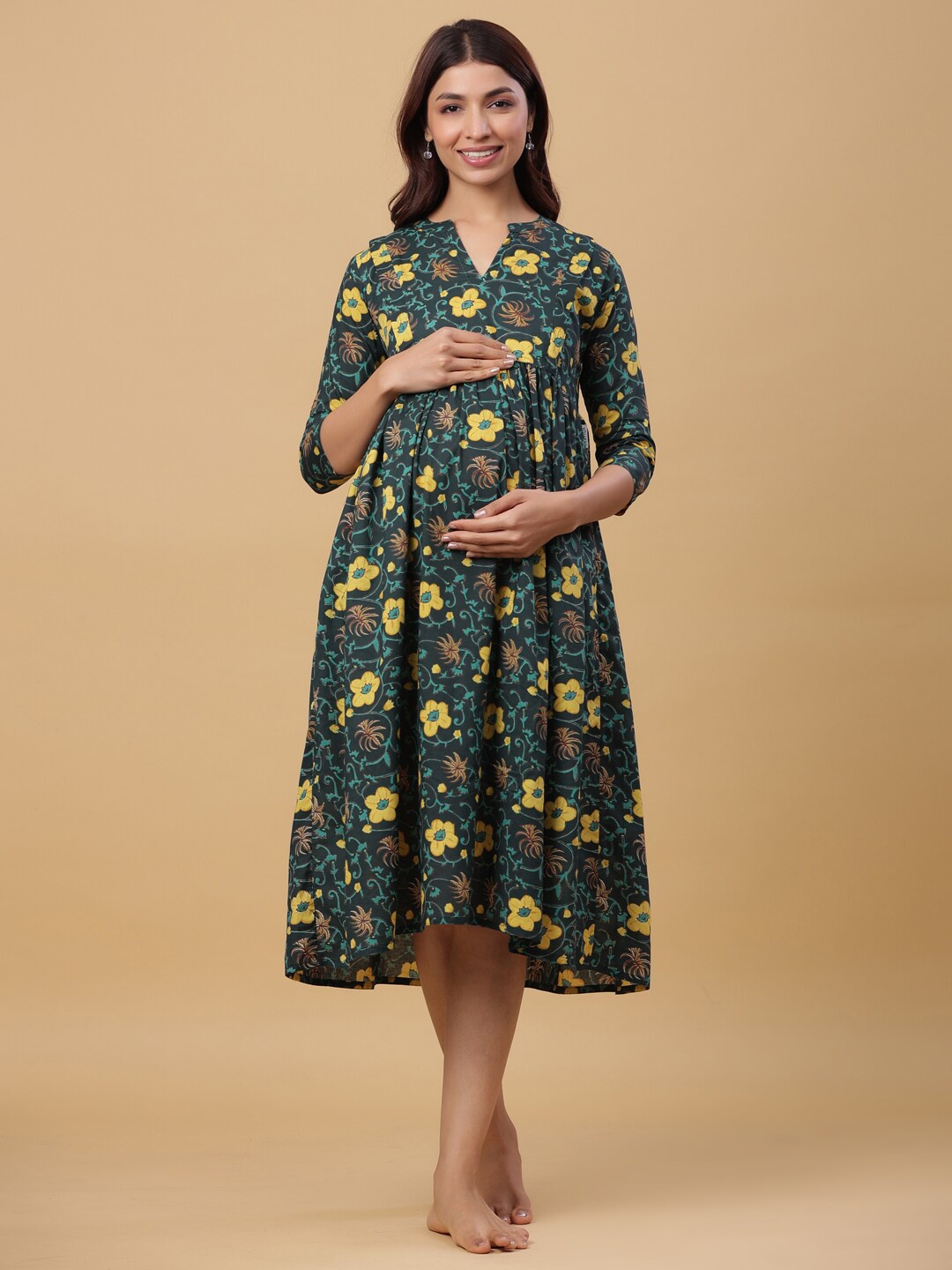 CRAFIQA pure cotton Floral Printed Ethnic Motifs Maternity Fit and Flare Midi Dress, Green
CRAFIQA pure cotton Floral Printed Ethnic Motifs Maternity Fit and Flare Midi Dress, Green