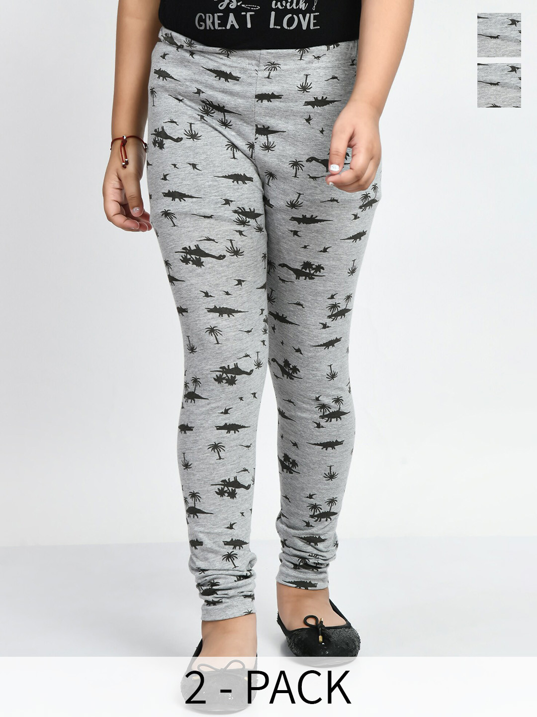 BAESD Girls Pack Of 2 Printed Ankle Length Cotton Leggings, Grey
BAESD Girls Pack Of 2 Printed Ankle Length Cotton Leggings, Grey