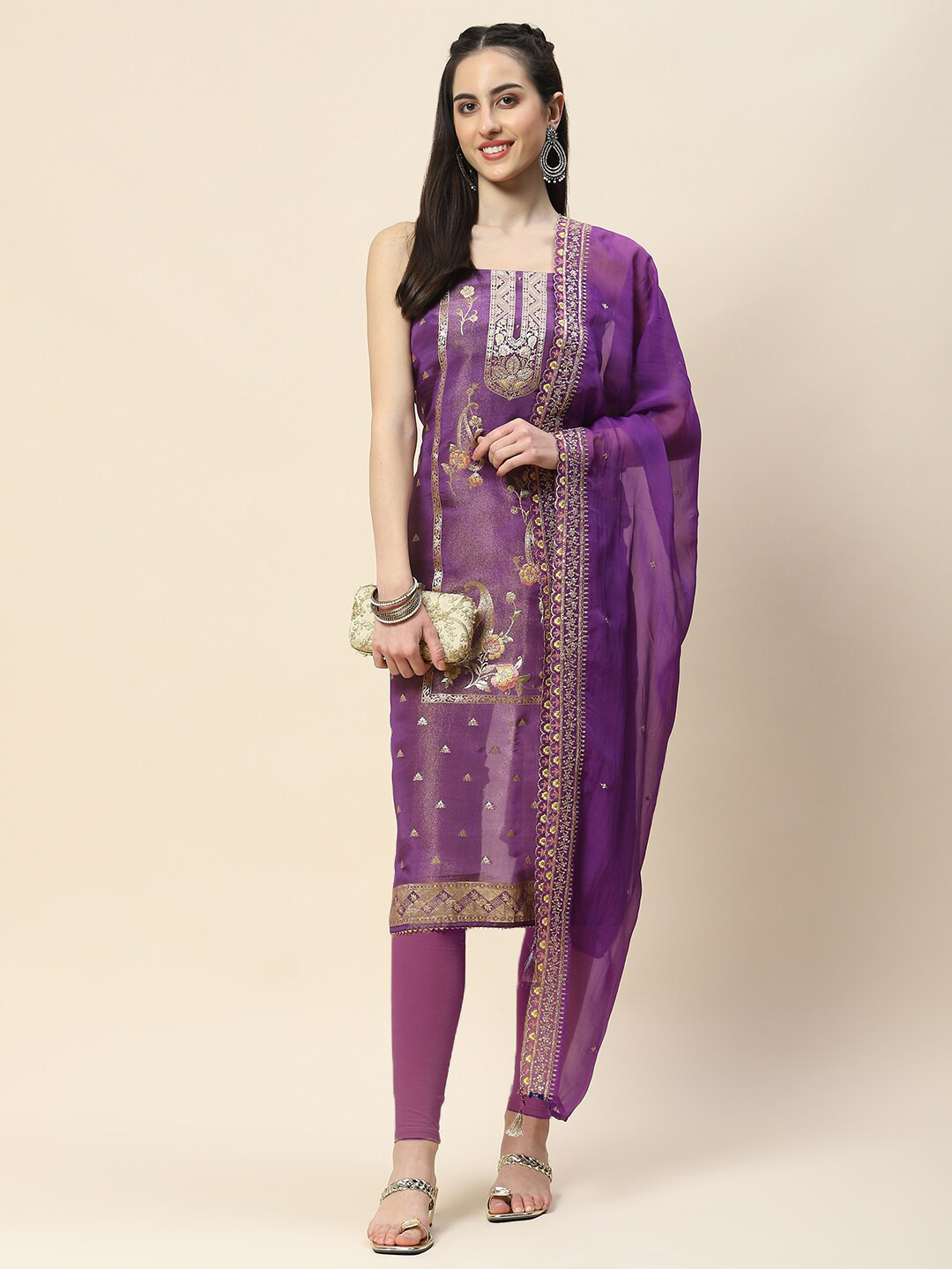 Meena Bazaar Ethnic Motifs Printed Sequinned Art Silk Unstitched Dress Material, Purple
Meena Bazaar Ethnic Motifs Printed Sequinned Art Silk Unstitched Dress Material, Purple