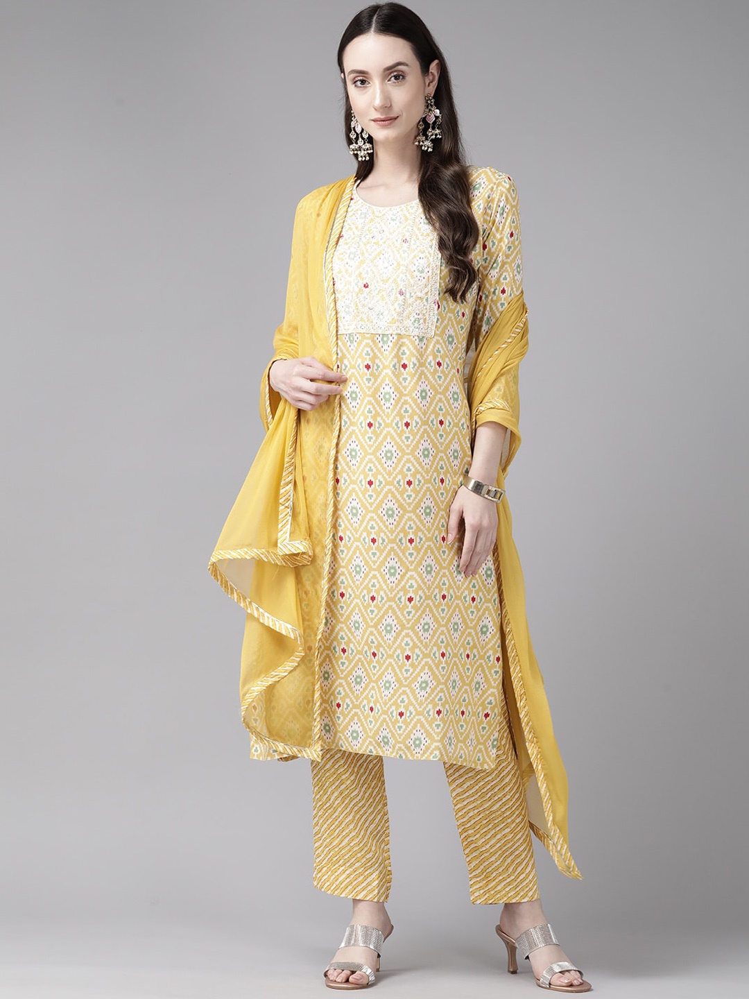 BAESD Ethnic Motifs Printed Pure Cotton Straight Kurta With Trousers & Dupatta, Yellow
BAESD Ethnic Motifs Printed Pure Cotton Straight Kurta With Trousers & Dupatta, Yellow
