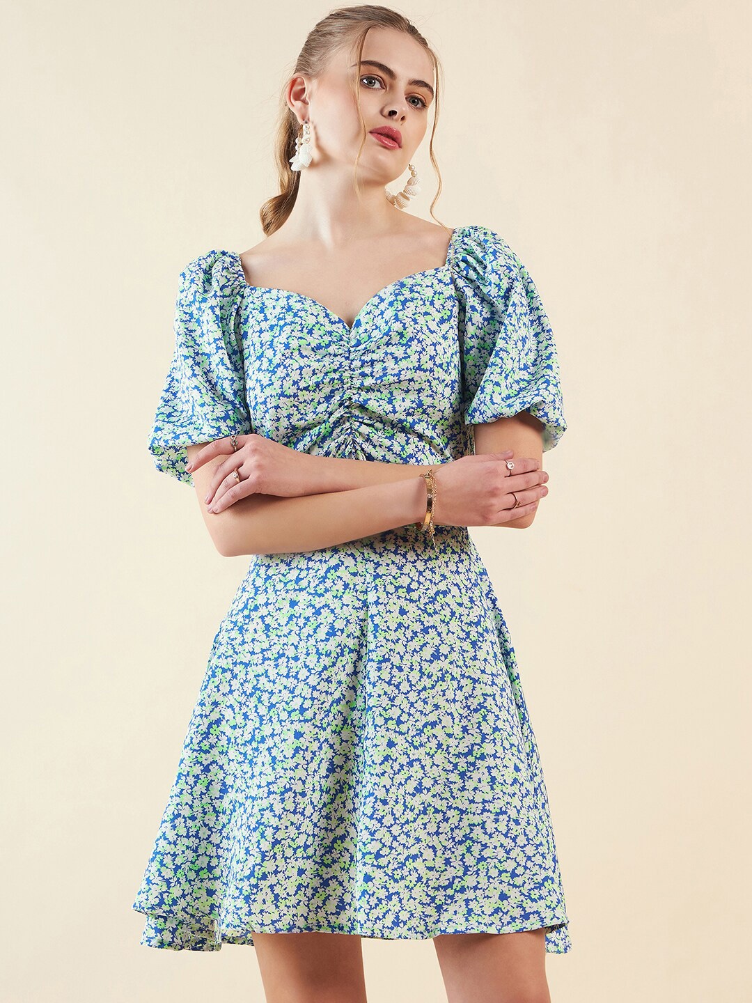 Freehand by The Indian Garage Co Women Sweetheart Neck Puff Sleeve Fit and Flare Dress, Blue
Freehand by The Indian Garage Co Women Sweetheart Neck Puff Sleeve Fit and Flare Dress, Blue
