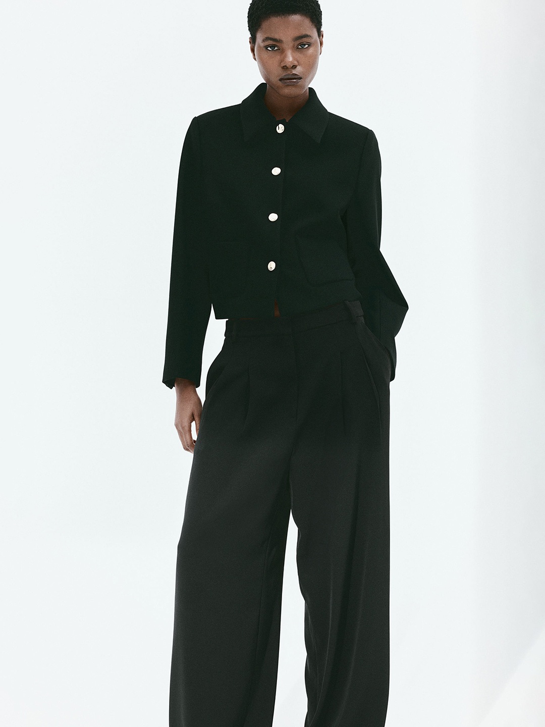 H&M Button-Detail Jacket, Black