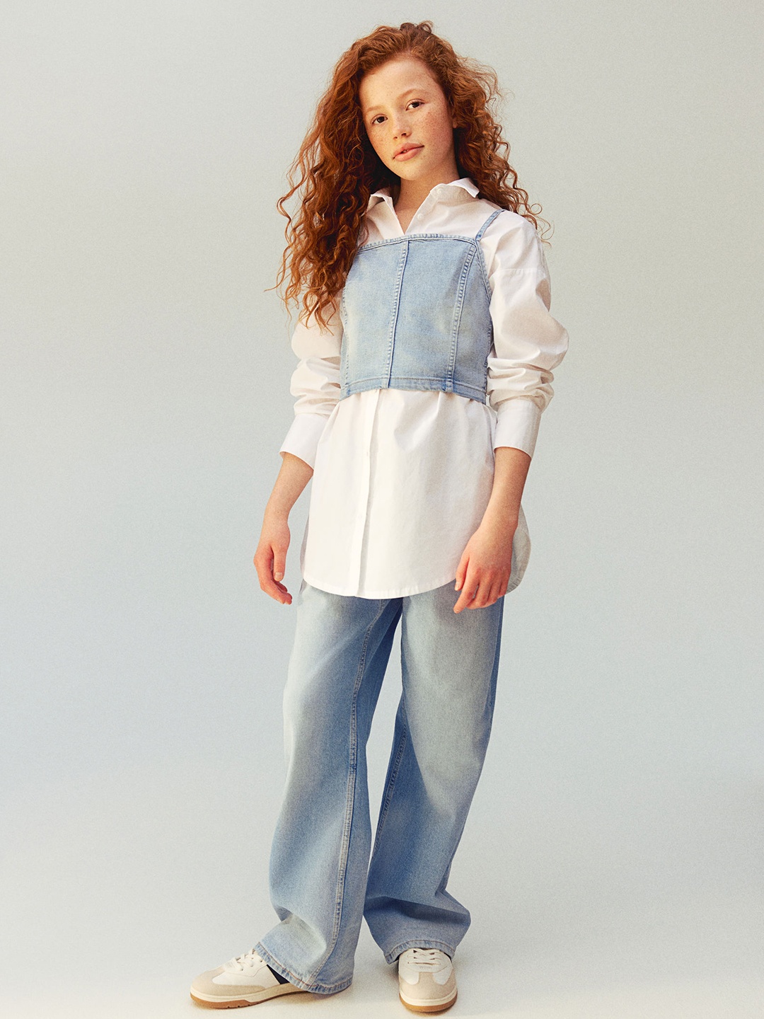 H&M Girls Denim Strappy Top, Blue