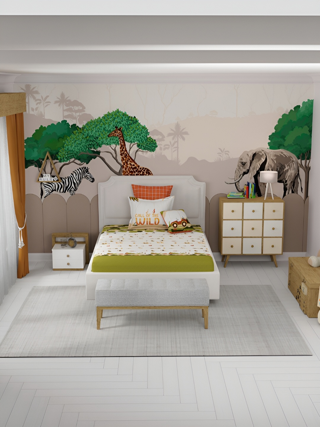 MYTRIDENT Wildlife Safari Juniors Flat 144TC Single Cotton 1 Bedsheet with 1 Pillow Cover, Green
MYTRIDENT Wildlife Safari Juniors Flat 144TC Single Cotton 1 Bedsheet with 1 Pillow Cover, Green