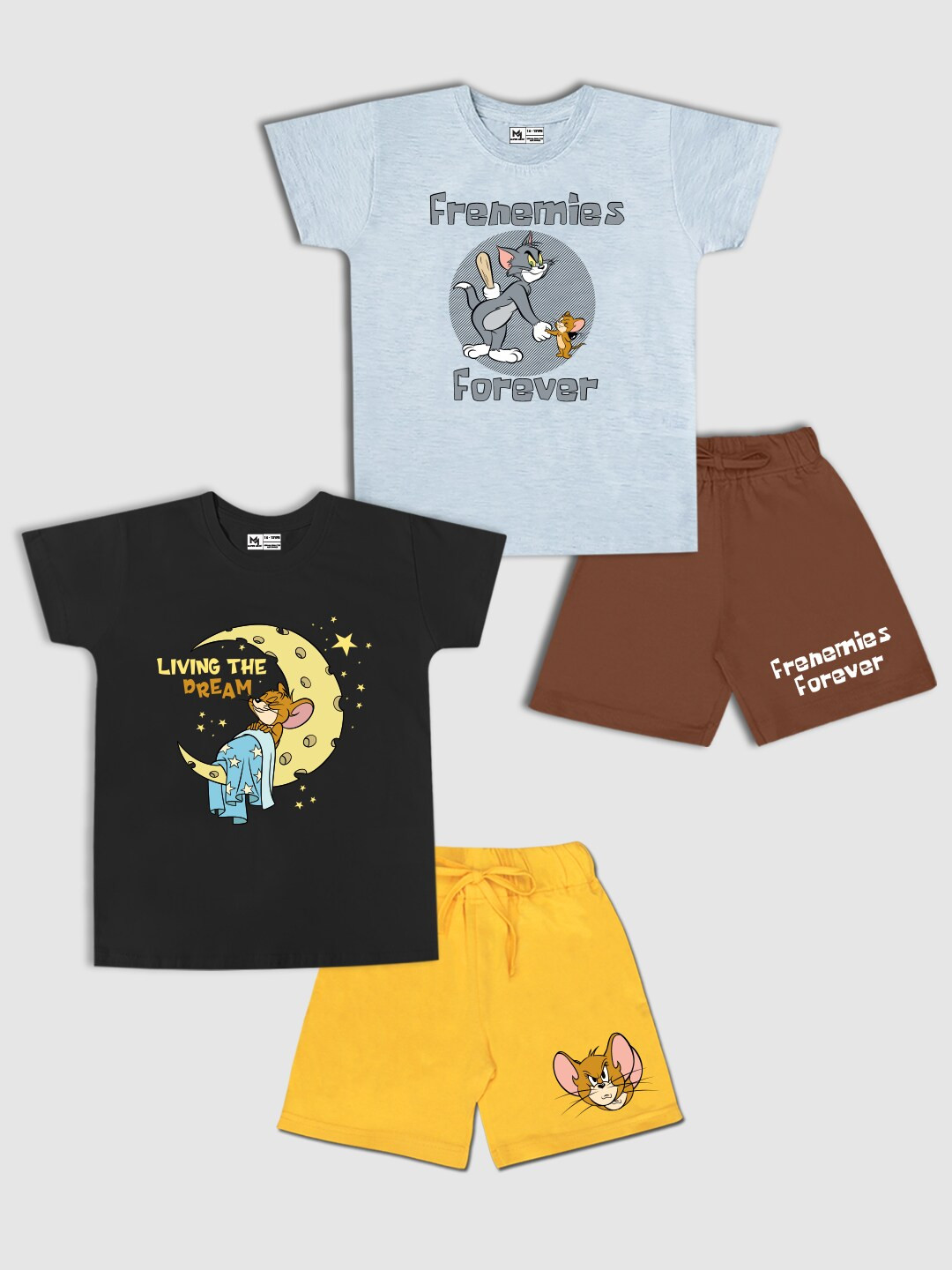 Minute Mirth Boys Pack of 2 Tom & Jerry Graphic Printed Pure Cotton T-shirt with Shorts, Black
Minute Mirth Boys Pack of 2 Tom & Jerry Graphic Printed Pure Cotton T-shirt with Shorts, Black