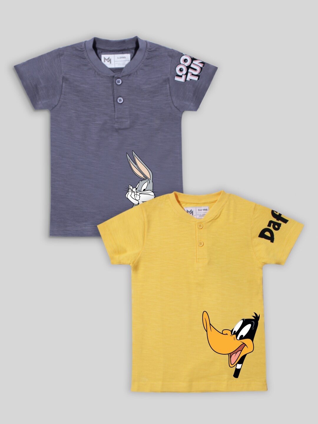 Minute Mirth Boys Pack of 2 Looney Tunes & Daffy Duck Graphic Printed Pure Cotton T-shirt, Grey
Minute Mirth Boys Pack of 2 Looney Tunes & Daffy Duck Graphic Printed Pure Cotton T-shirt, Grey