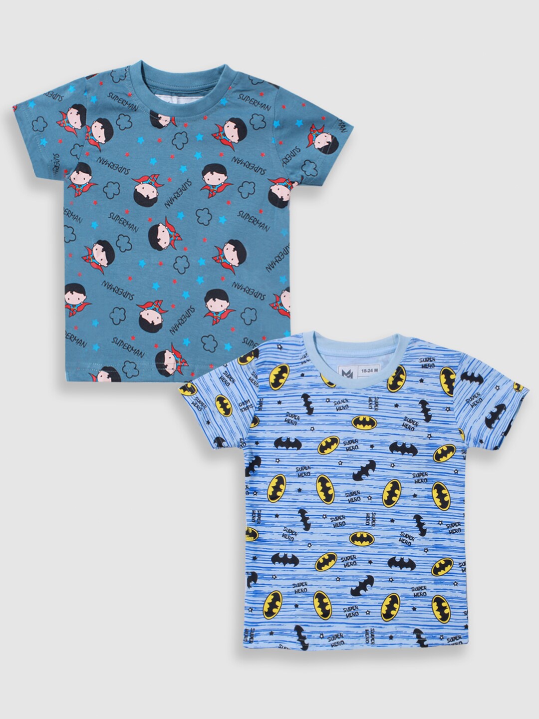 Minute Mirth Boys Pack of 2 Super Hero & Bat Man Graphic Printed Pure Cotton T-shirt, Blue
Minute Mirth Boys Pack of 2 Super Hero & Bat Man Graphic Printed Pure Cotton T-shirt, Blue