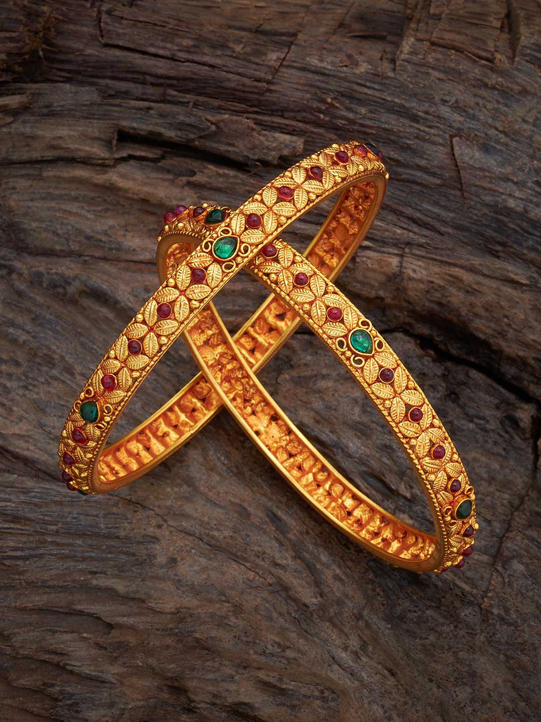 Kushal's Fashion Jewellery Set Of 2 Gold Plated 92.5 Pure Silver Ruby Studded Bangles
Kushal's Fashion Jewellery Set Of 2 Gold Plated 92.5 Pure Silver Ruby Studded Bangles