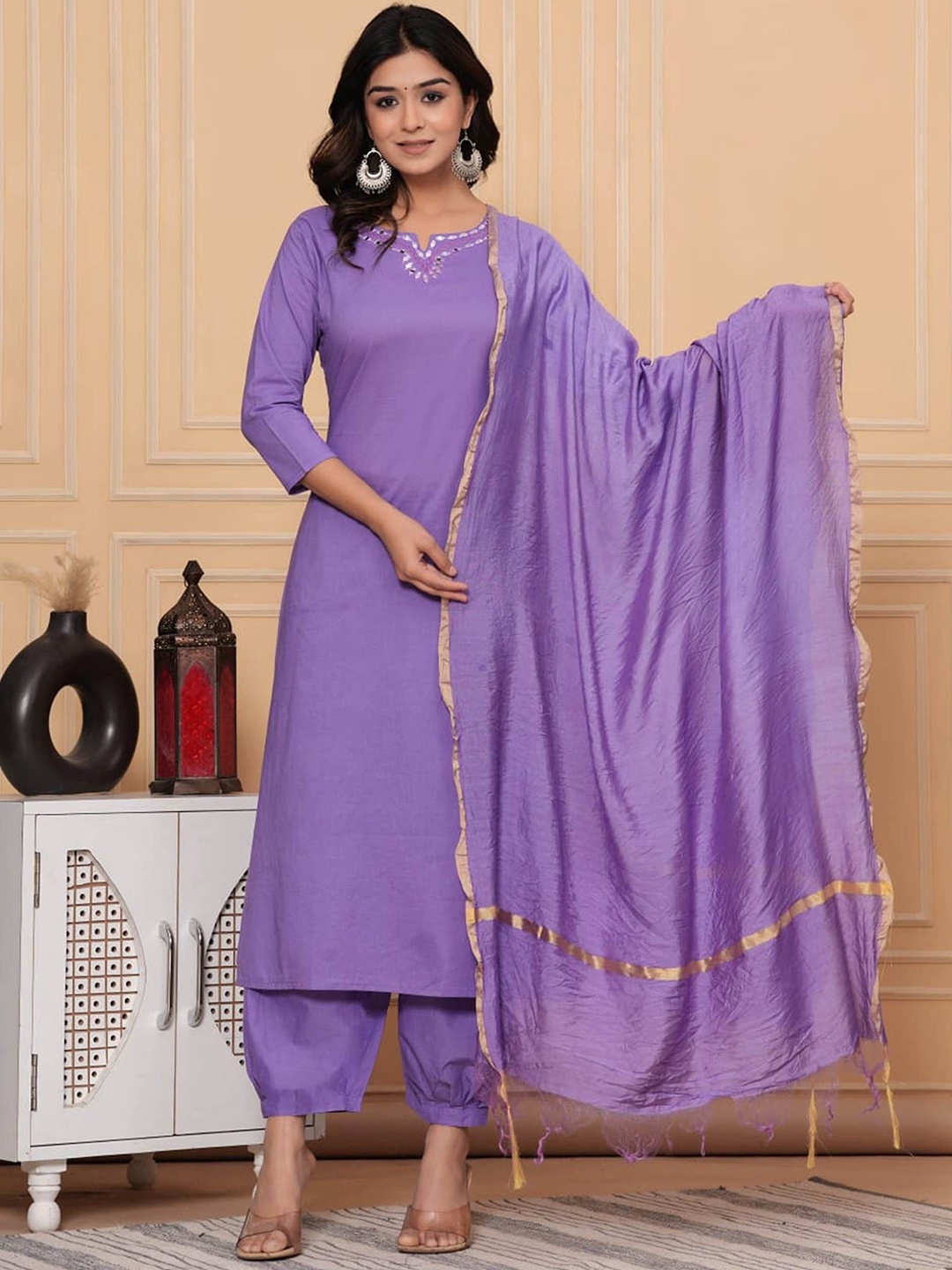 SK2 Fashion Yoke Design Thread Work Pure Cotton Straight Kurta & Afgani Pant With Dupatta, Purple
SK2 Fashion Yoke Design Thread Work Pure Cotton Straight Kurta & Afgani Pant With Dupatta, Purple