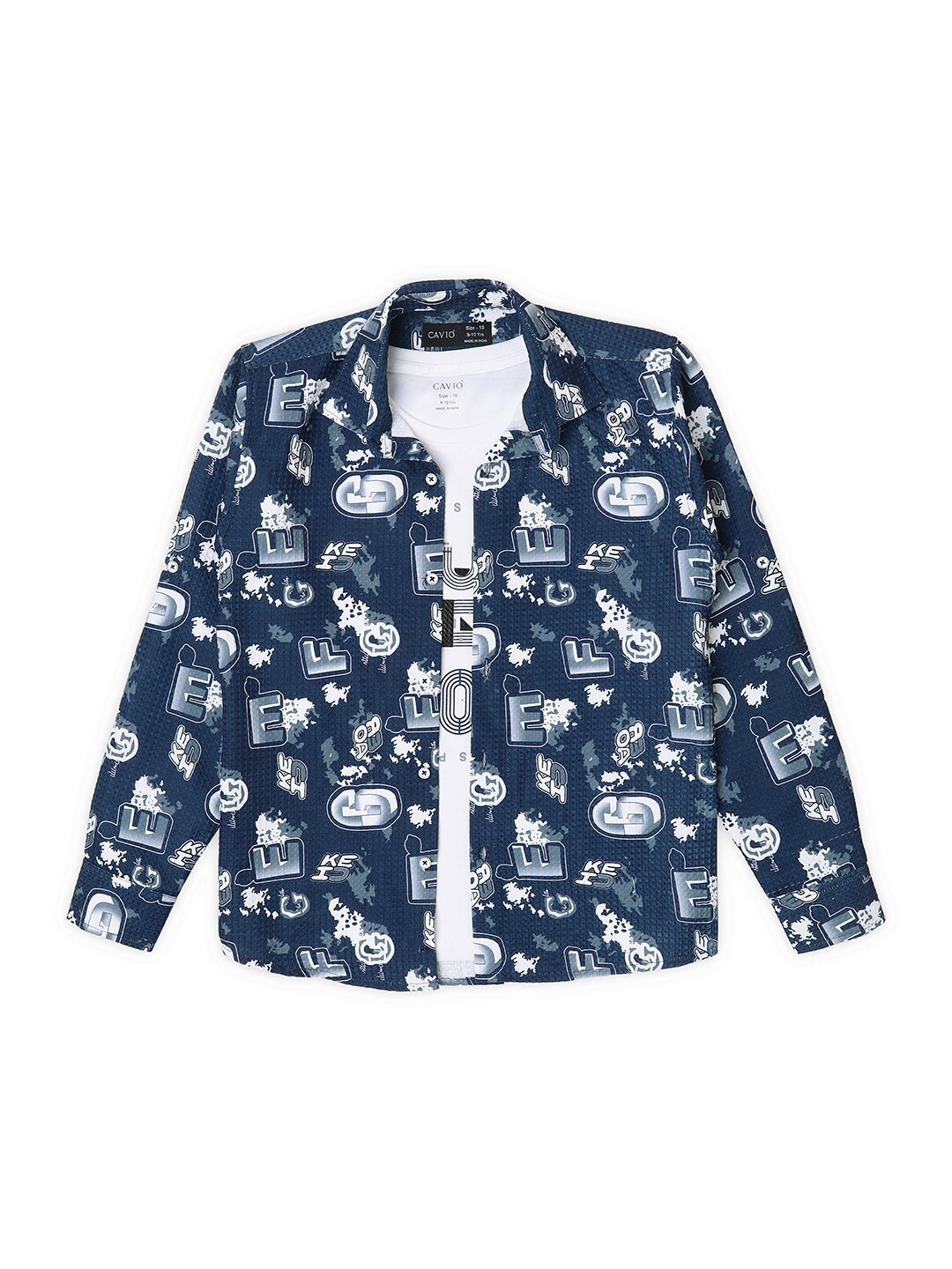 CAVIO Boys Standard Conversational Printed Pure Cotton Shirt With T-Shirt, Navy blue
CAVIO Boys Standard Conversational Printed Pure Cotton Shirt With T-Shirt, Navy blue
