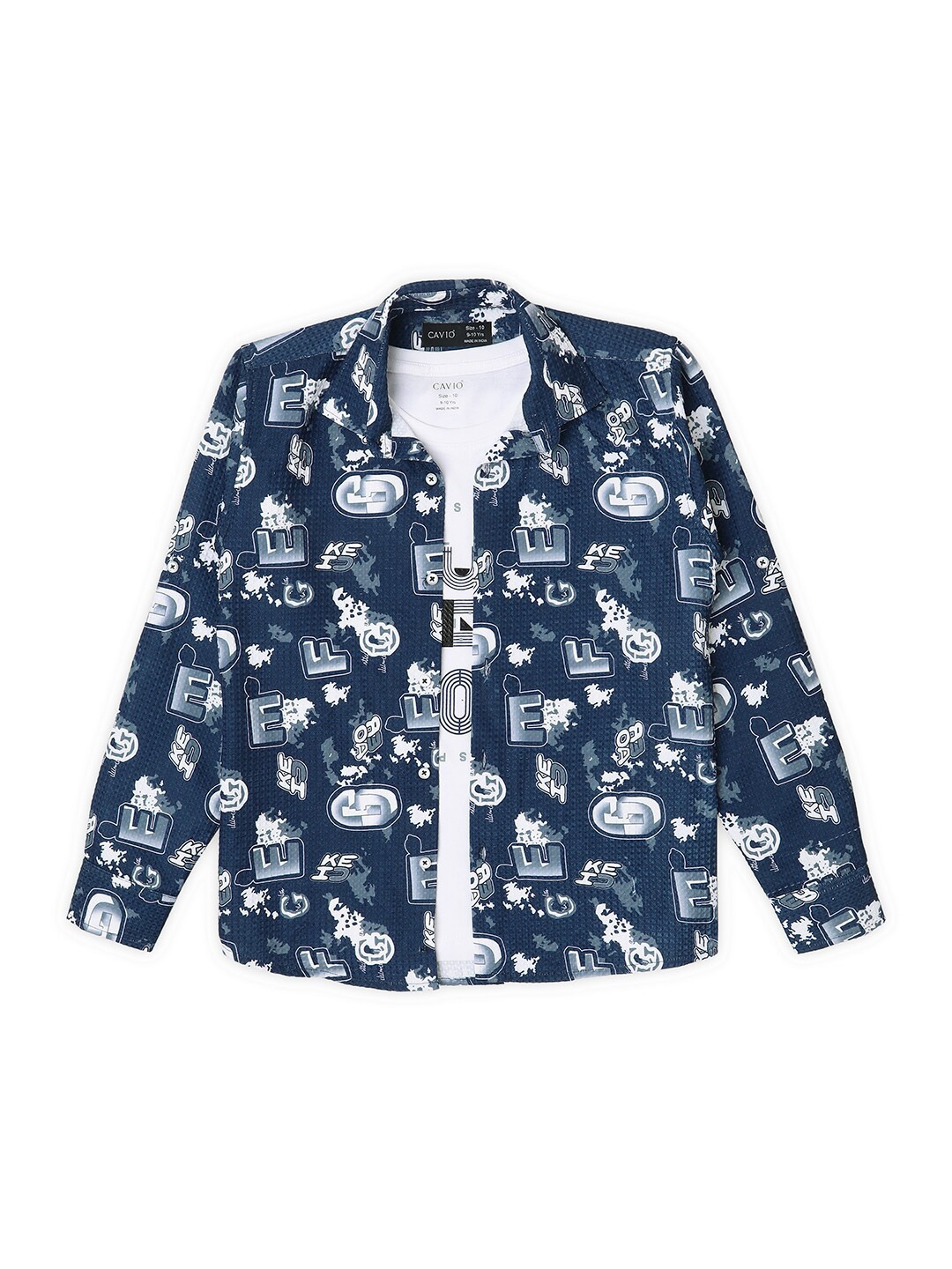 CAVIO Boys Standard Conversational Printed Pure Cotton Shirt With T-Shirt, Navy blue
CAVIO Boys Standard Conversational Printed Pure Cotton Shirt With T-Shirt, Navy blue