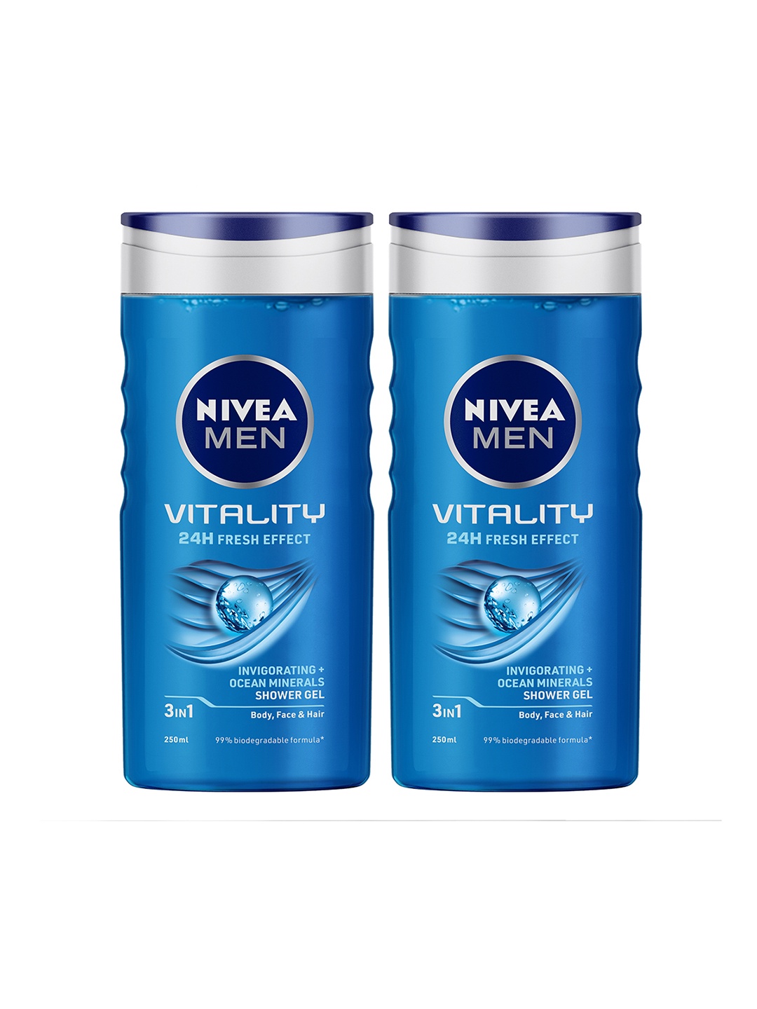 Nivea Men Pack of 2 Vitality Invigorating Ocean Minerals 3-In-1 Shower Gel - 250ml each, Blue
Nivea Men Pack of 2 Vitality Invigorating Ocean Minerals 3-In-1 Shower Gel - 250ml each, Blue