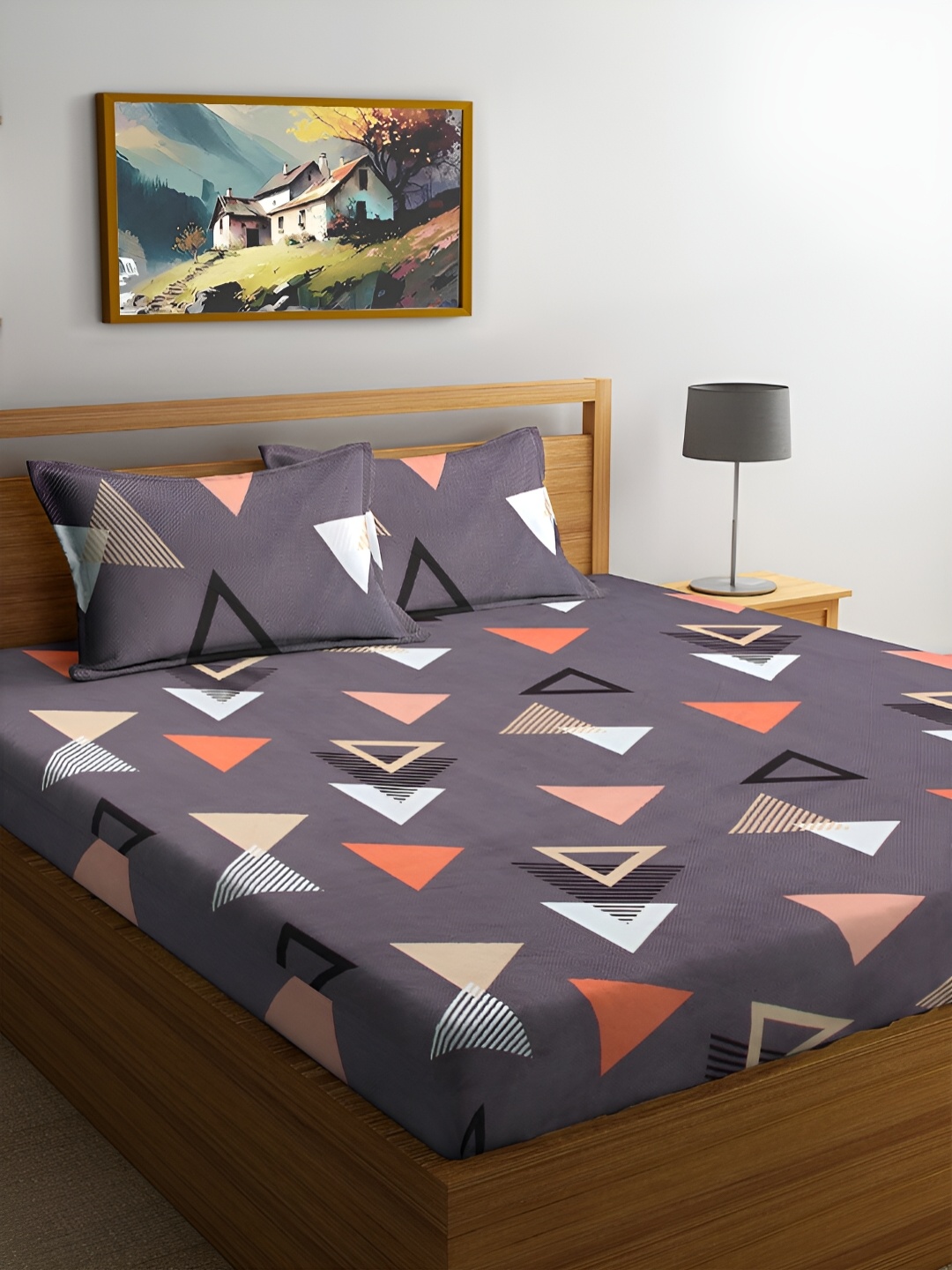 FABINALIV Multicolor Geometric Print 300 TC King Size Bedsheet & 2 Pillow Covers, Brown
FABINALIV Multicolor Geometric Print 300 TC King Size Bedsheet & 2 Pillow Covers, Brown