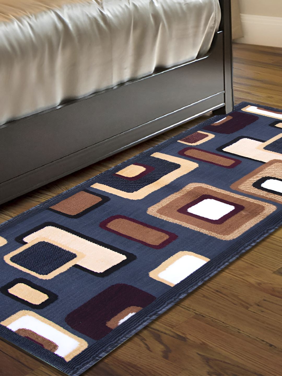 Carpet Galore Grey and Brown Geometric Printed Water Resistant Floor Mat