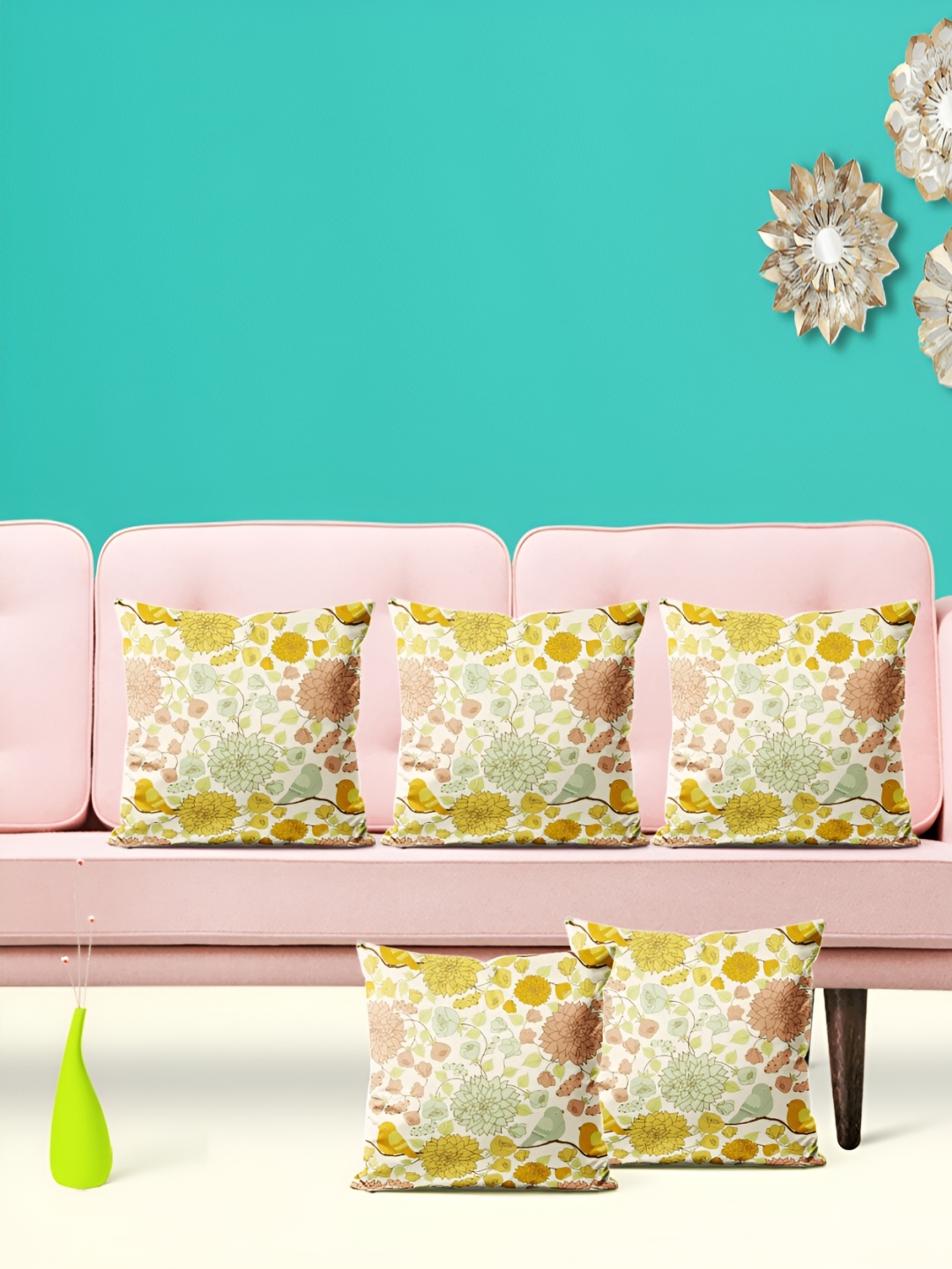 ArtzFolio Yellow and Green 5 Pieces Floral Printed Velvet Square Cushion Covers
ArtzFolio Yellow and Green 5 Pieces Floral Printed Velvet Square Cushion Covers