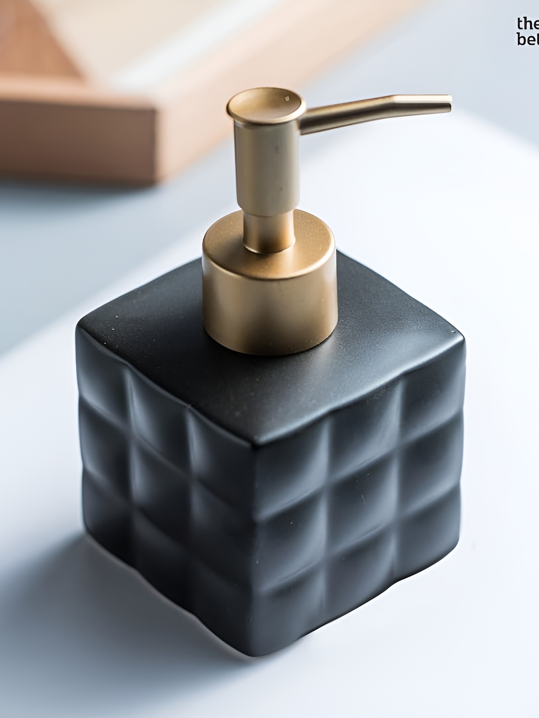 The Better Home Black Checked Glossy Soap Dispenser 220 ml