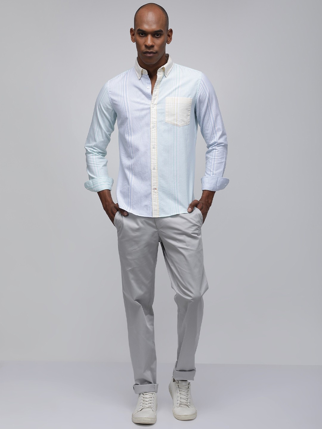 BARE BROWN Button Down Collar Slim Fit Horizontal Stripes Cotton Opaque Casual Shirt, White
BARE BROWN Button Down Collar Slim Fit Horizontal Stripes Cotton Opaque Casual Shirt, White