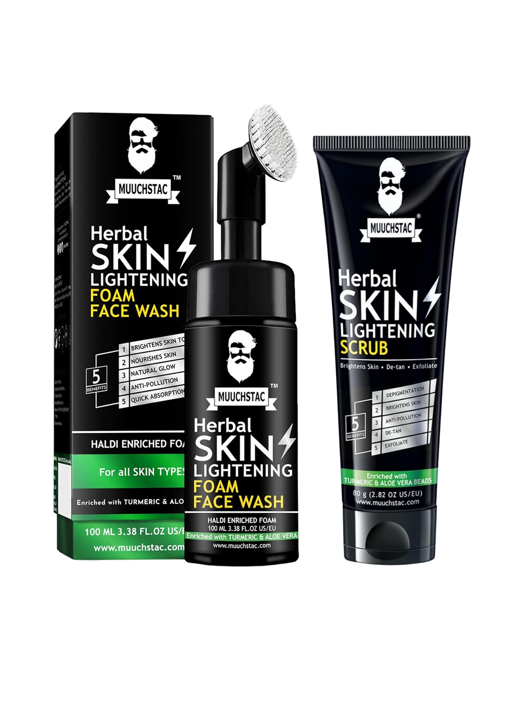 MUUCHSTAC Men Herbal Set Of 2 Skin Lightening Face Wash - 100ml & Scrub - 80g, Yellow
MUUCHSTAC Men Herbal Set Of 2 Skin Lightening Face Wash - 100ml & Scrub - 80g, Yellow