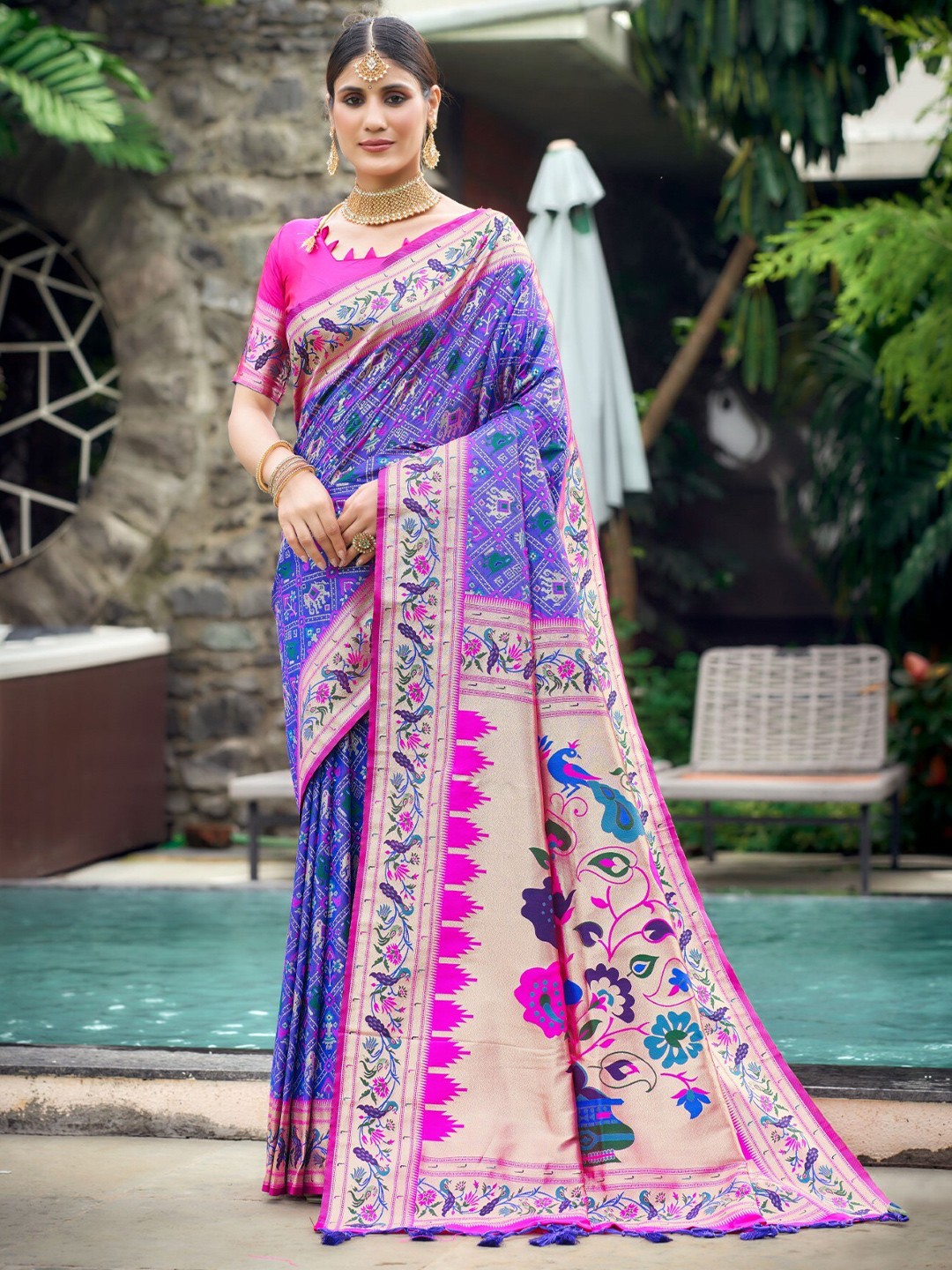 LeeliPeeri Designer Ethnic Motifs Woven Design Zari Tasselled Banarasi Silk Patola Saree, Blue
LeeliPeeri Designer Ethnic Motifs Woven Design Zari Tasselled Banarasi Silk Patola Saree, Blue