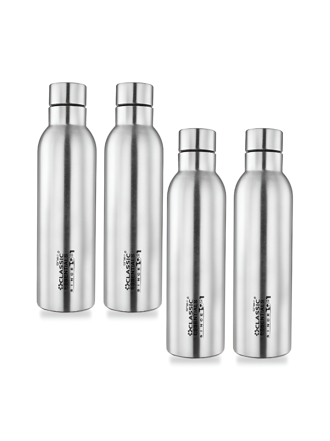 Classic Essentials Silver-Toned 4 Pieces Stainless Steel Water Bottles 1 L Each 
Classic Essentials Silver-Toned 4 Pieces Stainless Steel Water Bottles 1 L Each