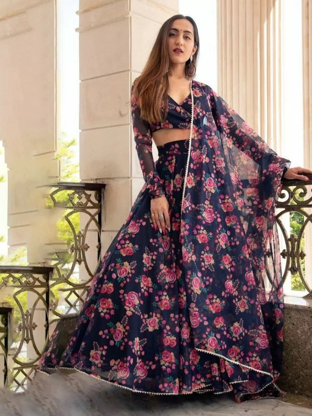 BAESD Floral Printed Semi-Stitched Lehenga & Unstitched Blouse With Dupatta, Navy blue
BAESD Floral Printed Semi-Stitched Lehenga & Unstitched Blouse With Dupatta, Navy blue