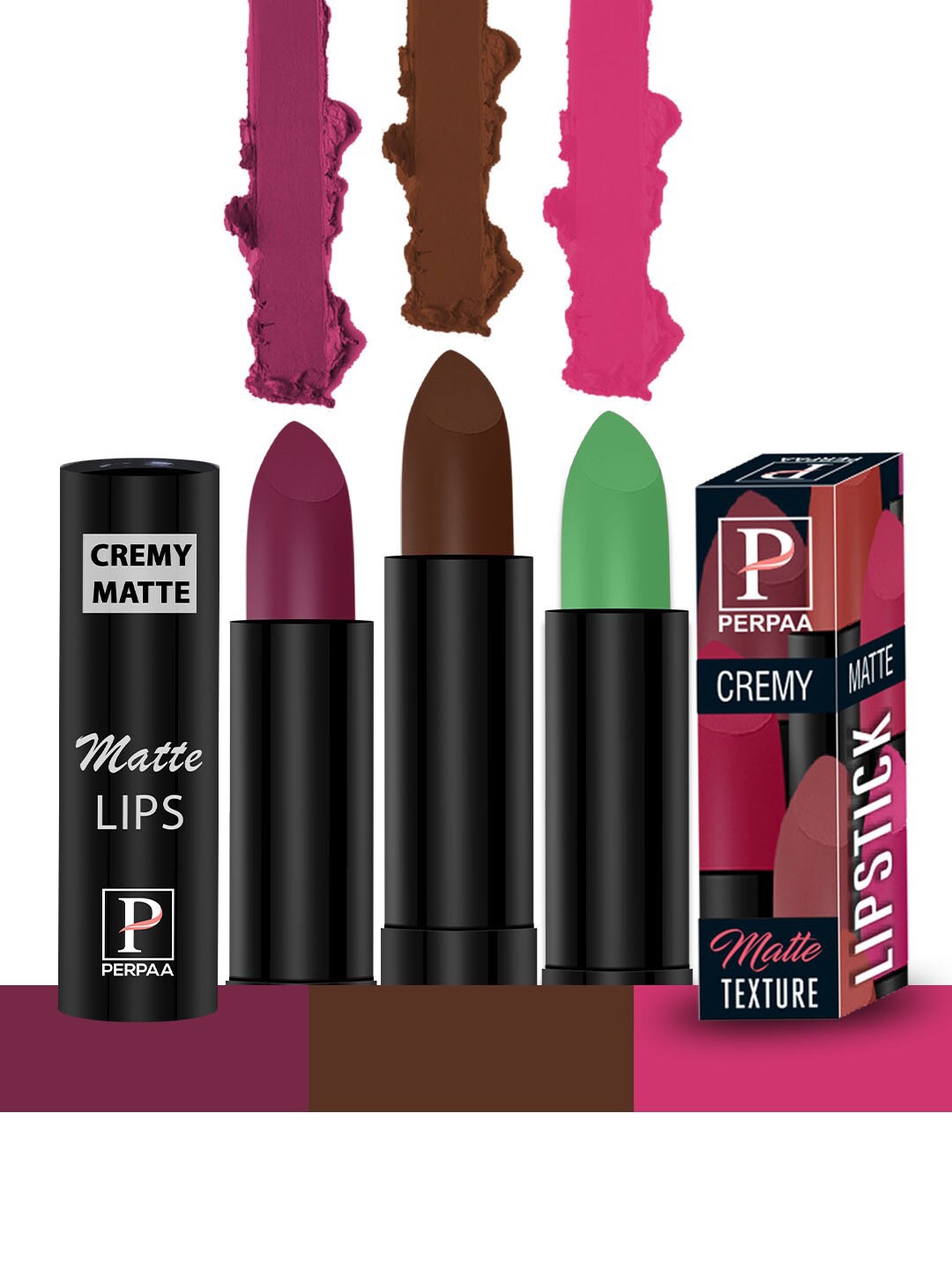 PERPAA Cremy Matte Set Of 3 Texture Long Lasting Lipstick - 3.5g Each - 52-305-67, Pink
PERPAA Cremy Matte Set Of 3 Texture Long Lasting Lipstick - 3.5g Each - 52-305-67, Pink