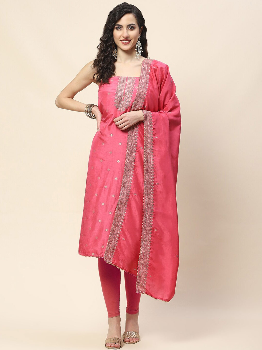Meena Bazaar Ethnic Motifs Woven Design Art Silk Unstitched Dress Material, Pink
Meena Bazaar Ethnic Motifs Woven Design Art Silk Unstitched Dress Material, Pink