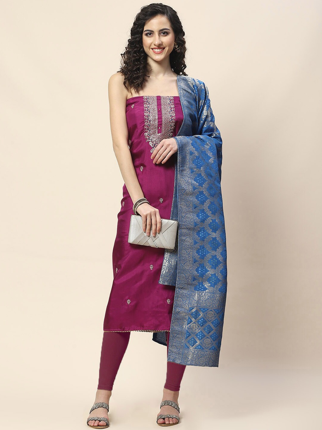 Meena Bazaar Floral Embroidered Sequinned Art Silk Unstitched Dress Material, Purple
Meena Bazaar Floral Embroidered Sequinned Art Silk Unstitched Dress Material, Purple
