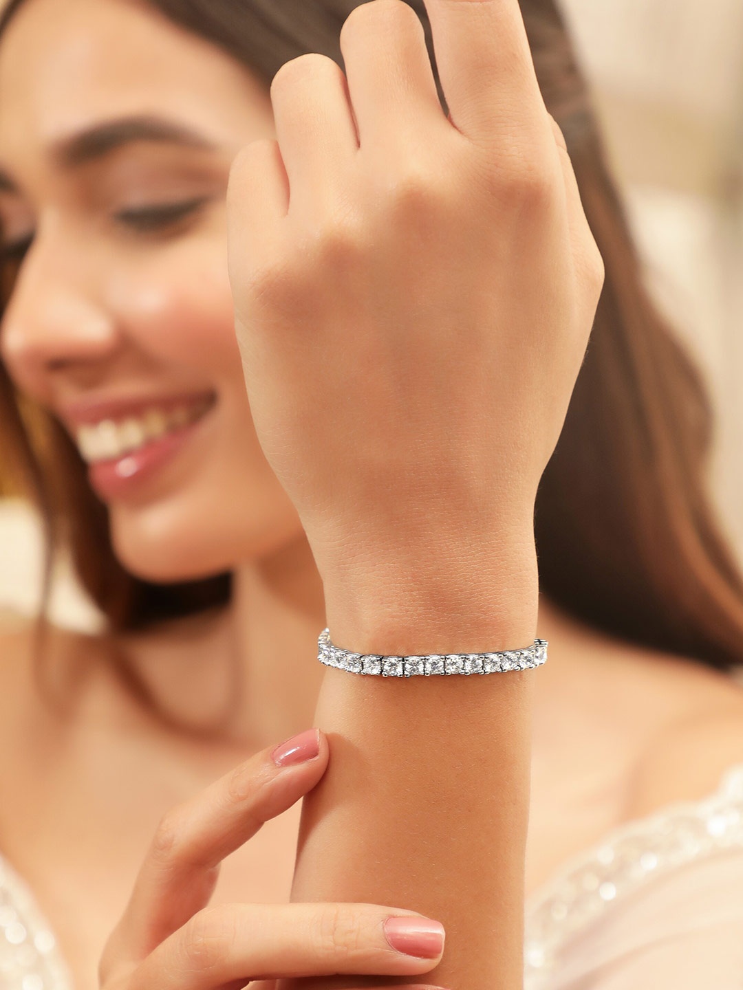 Rubans Rhodium Plated Cubic Zirconia Handcrafted Premium Wraparound Bracelet, Silver
Rubans Rhodium Plated Cubic Zirconia Handcrafted Premium Wraparound Bracelet, Silver
