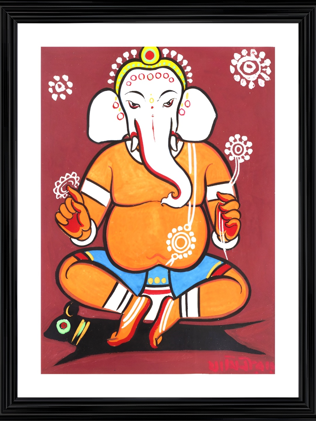 Adventures India White & Orange Wooden Painting Wall Art