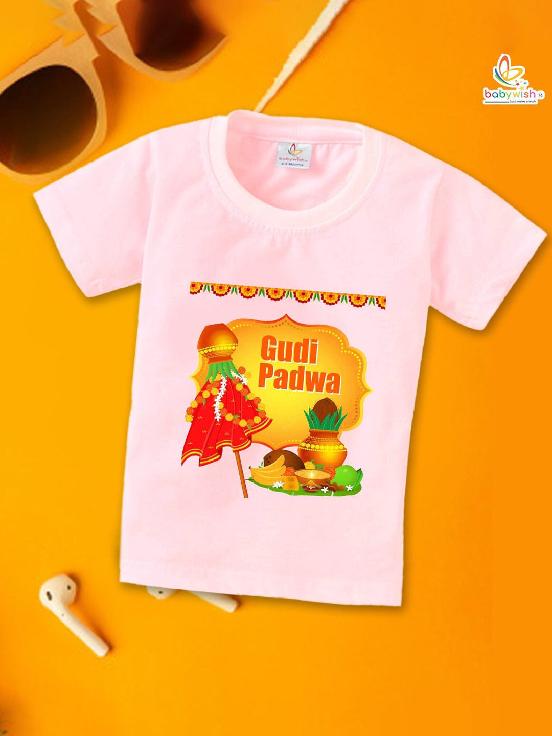 Babywish Kids Gudi Padwa Printed Round Neck Short Sleeves Cotton Relaxed Fit T-shirt, Pink
Babywish Kids Gudi Padwa Printed Round Neck Short Sleeves Cotton Relaxed Fit T-shirt, Pink