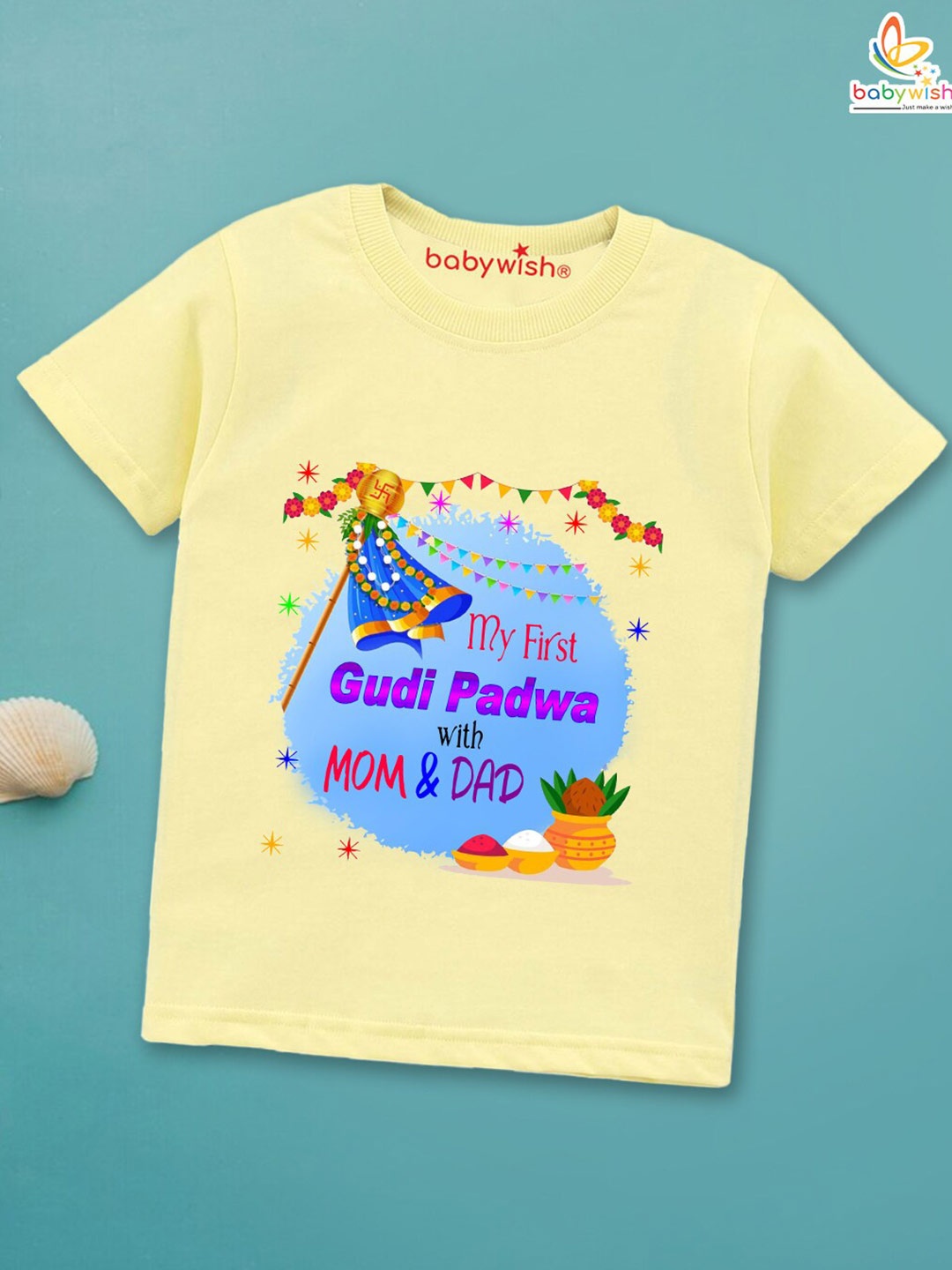 Babywish Kids Gudi Padwa Printed Round Neck Short Sleeves Cotton Relaxed Fit T-shirt, Yellow
Babywish Kids Gudi Padwa Printed Round Neck Short Sleeves Cotton Relaxed Fit T-shirt, Yellow