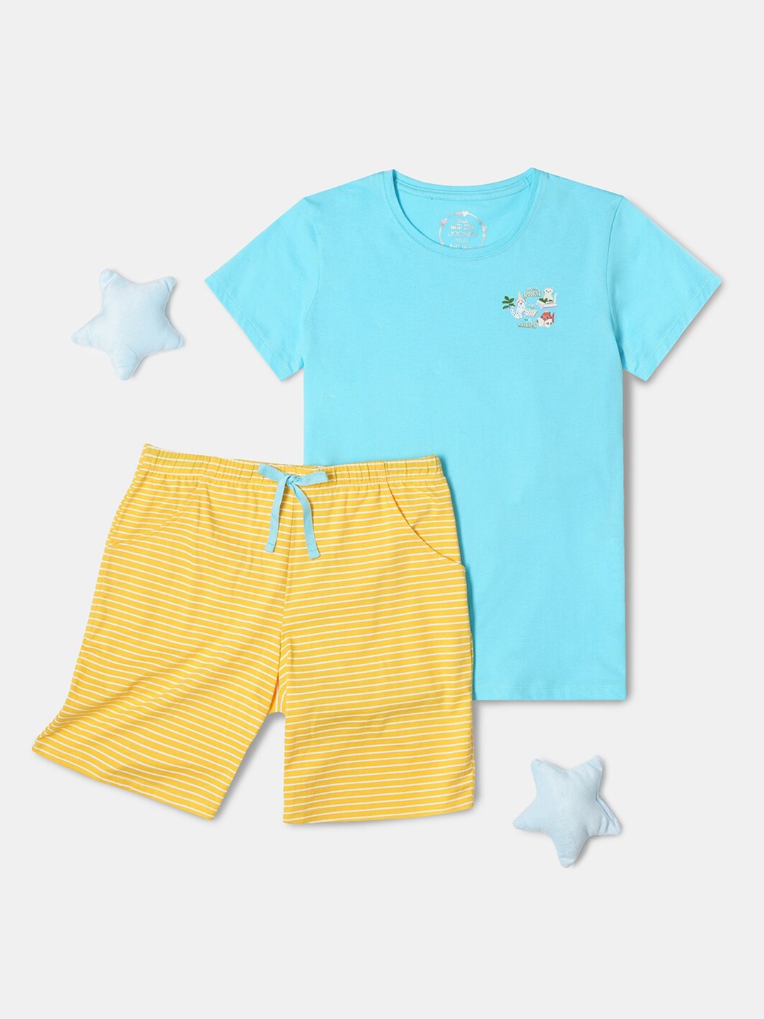 Jockey Girl's Super Combed Cotton Short Sleeve Tshirt and Printed Shorts Set-RG11, Blue
Jockey Girl's Super Combed Cotton Short Sleeve Tshirt and Printed Shorts Set-RG11, Blue