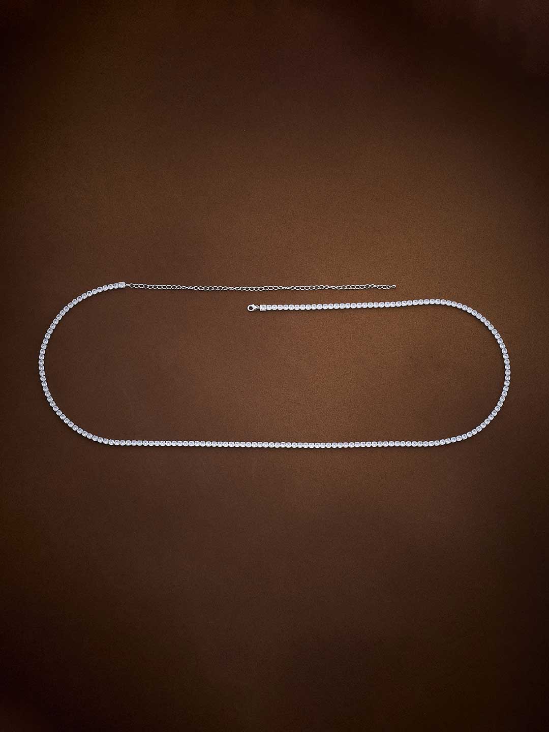 Kushal's Fashion Jewellery Rhodium-Plated Cubic Zirconia Studded Waist Chain, Silver
Kushal's Fashion Jewellery Rhodium-Plated Cubic Zirconia Studded Waist Chain, Silver