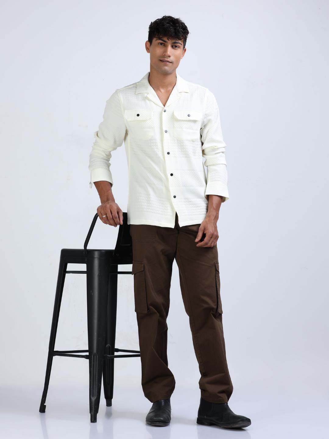 FLY 69 Premium Slim Fit Self Designed Spread Collar Knitted Weave Casual Shacket, Off white
FLY 69 Premium Slim Fit Self Designed Spread Collar Knitted Weave Casual Shacket, Off white