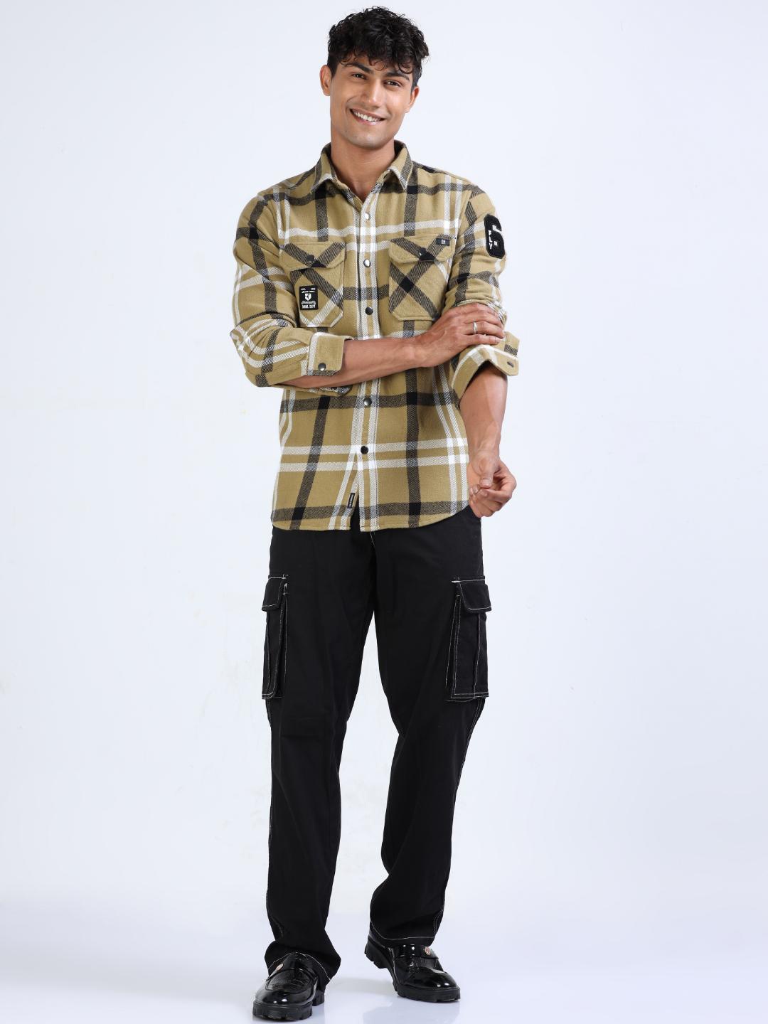FLY 69 Premium Slim Fit Tartan Checked Spread Collar Twill Weave Pure Cotton Casual Shirt, Khaki
FLY 69 Premium Slim Fit Tartan Checked Spread Collar Twill Weave Pure Cotton Casual Shirt, Khaki