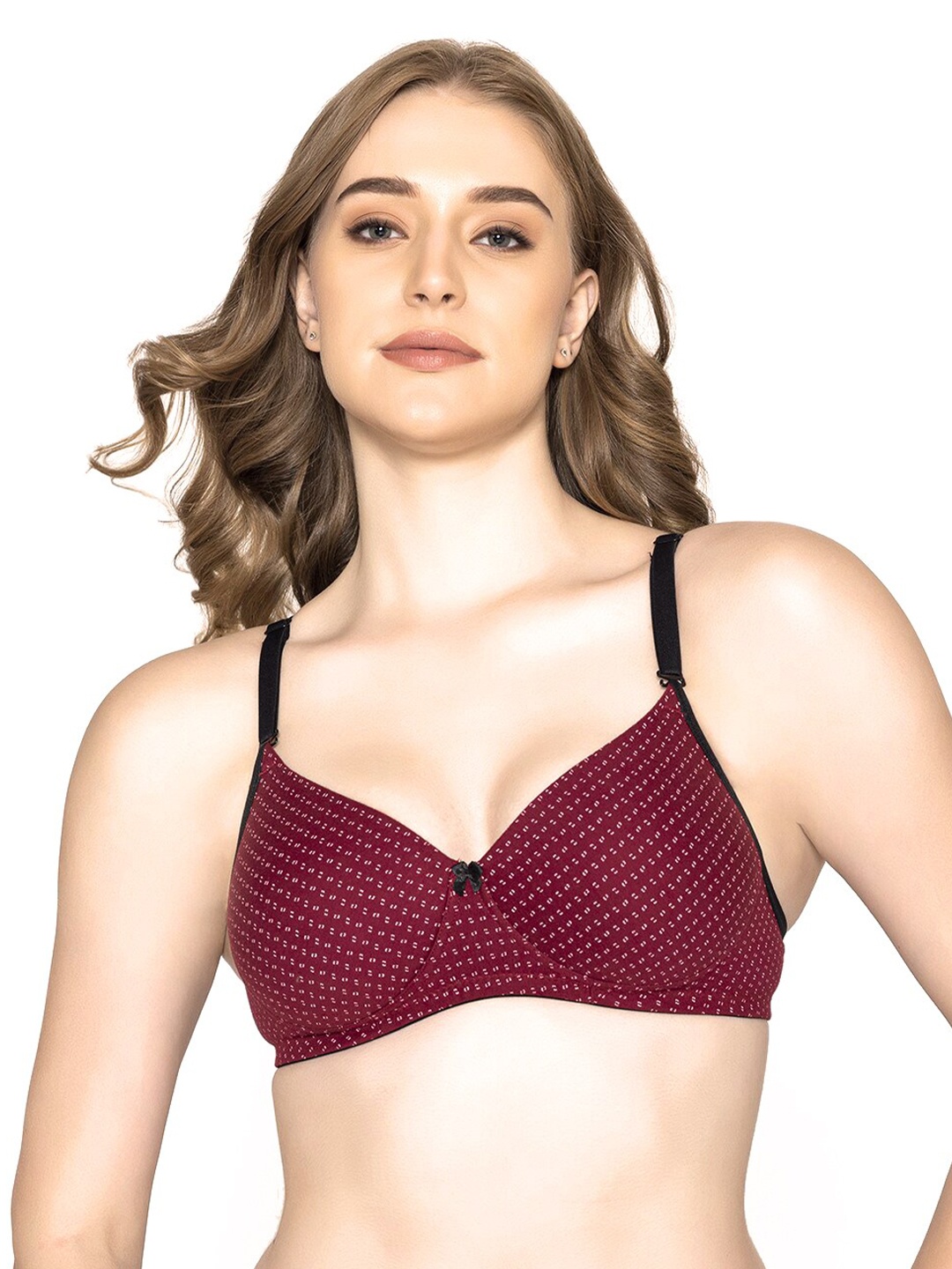 B'ZAR Polka Dot Printed Cotton T-shirt Bra Full Coverage Lightly Padded All Day Comfort, Maroon
B'ZAR Polka Dot Printed Cotton T-shirt Bra Full Coverage Lightly Padded All Day Comfort, Maroon