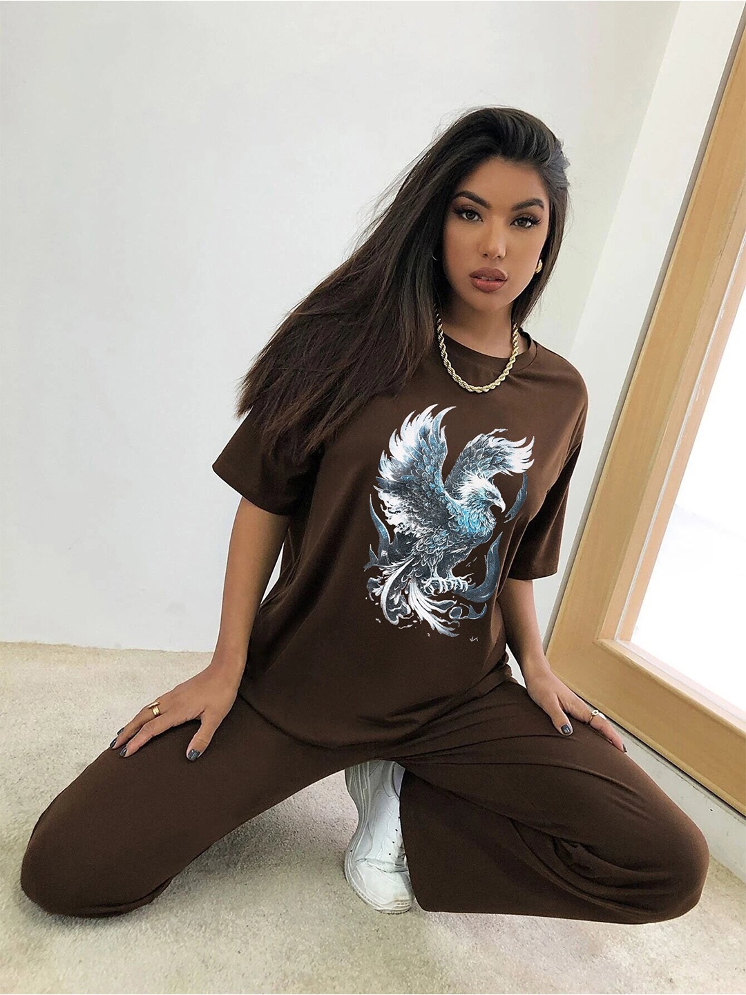 TRENDY RABBIT Graphic Printed Drop Shoulder Sleeves Cotton Oversized T-shirt, Coffee brown
TRENDY RABBIT Graphic Printed Drop Shoulder Sleeves Cotton Oversized T-shirt, Coffee brown