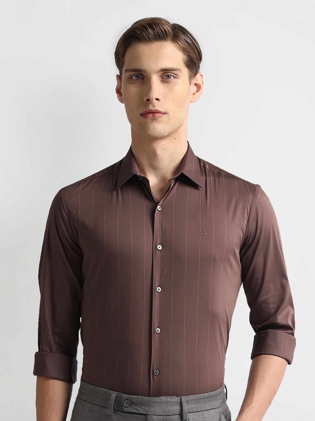 Arrow New York Slim Fit Vertical Stripes Twill Spread Collar Long Sleeves Formal Shirt, Brown
Arrow New York Slim Fit Vertical Stripes Twill Spread Collar Long Sleeves Formal Shirt, Brown