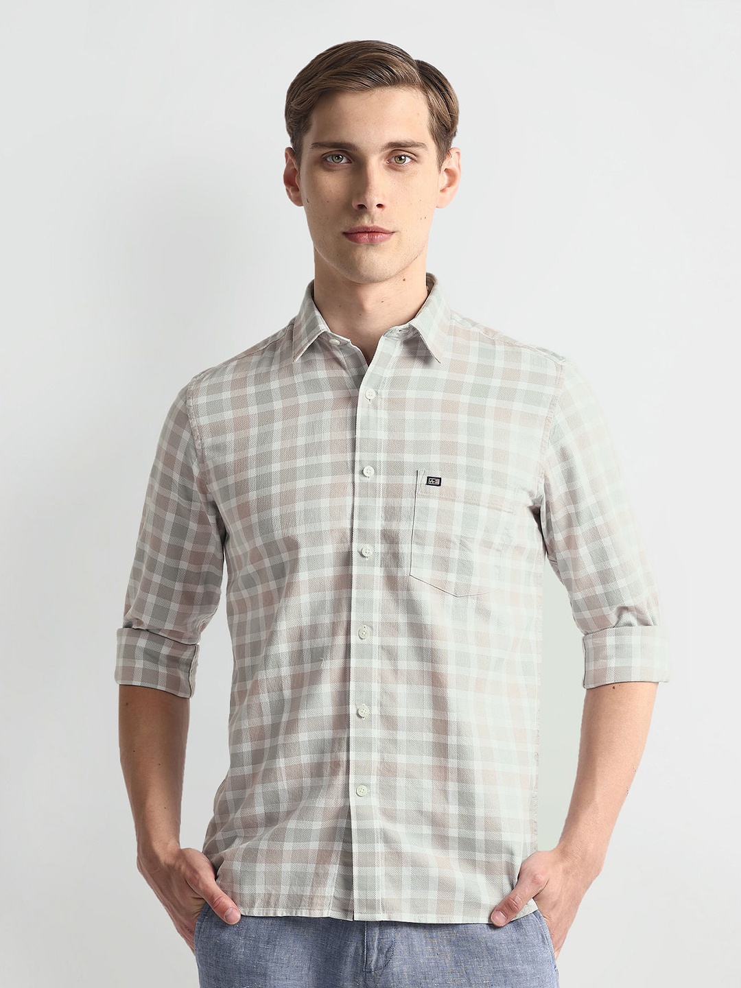Arrow Sport Slim Fit Checked Spread Collar Dobby Weave Pure Cotton Casual Shirt, Peach
Arrow Sport Slim Fit Checked Spread Collar Dobby Weave Pure Cotton Casual Shirt, Peach