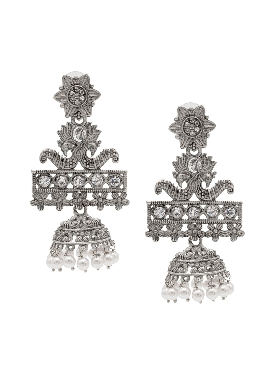Shining Jewel - By Shivansh Silver-Plated Oxidised Cubic Zirconia Beaded Classic Jhumkas
Shining Jewel - By Shivansh Silver-Plated Oxidised Cubic Zirconia Beaded Classic Jhumkas