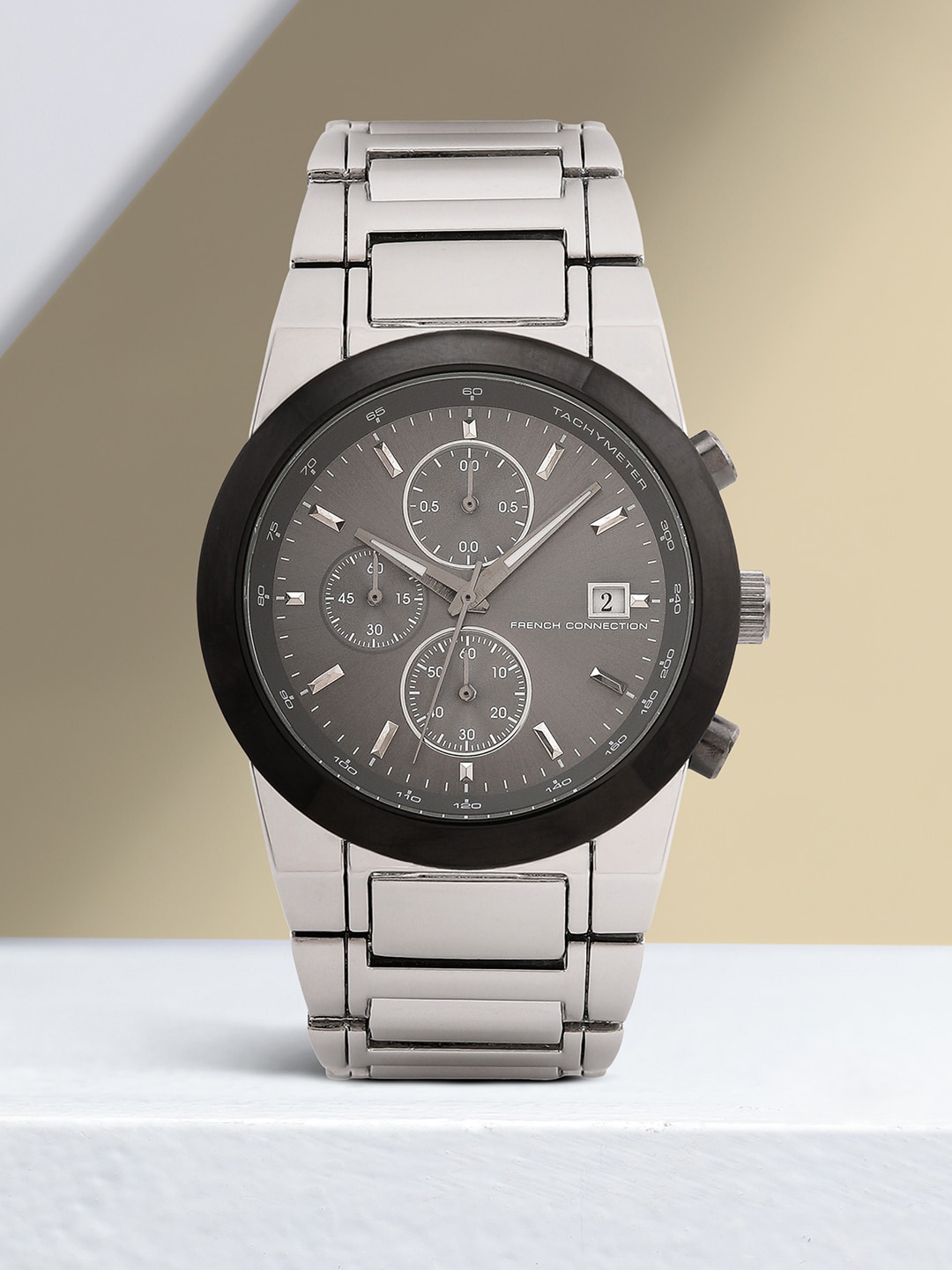 French Connection Men Embellished Dial & Bracelet Style Straps Chronograph Watch FCW11SM, Grey
French Connection Men Embellished Dial & Bracelet Style Straps Chronograph Watch FCW11SM, Grey