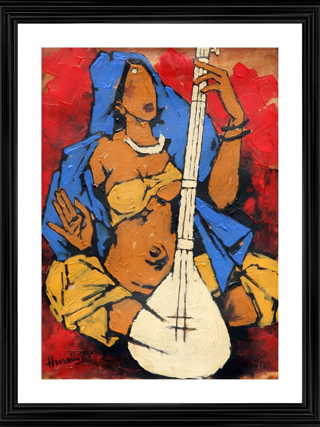 Adventures India Blue & Red Wooden Painting Wall Art