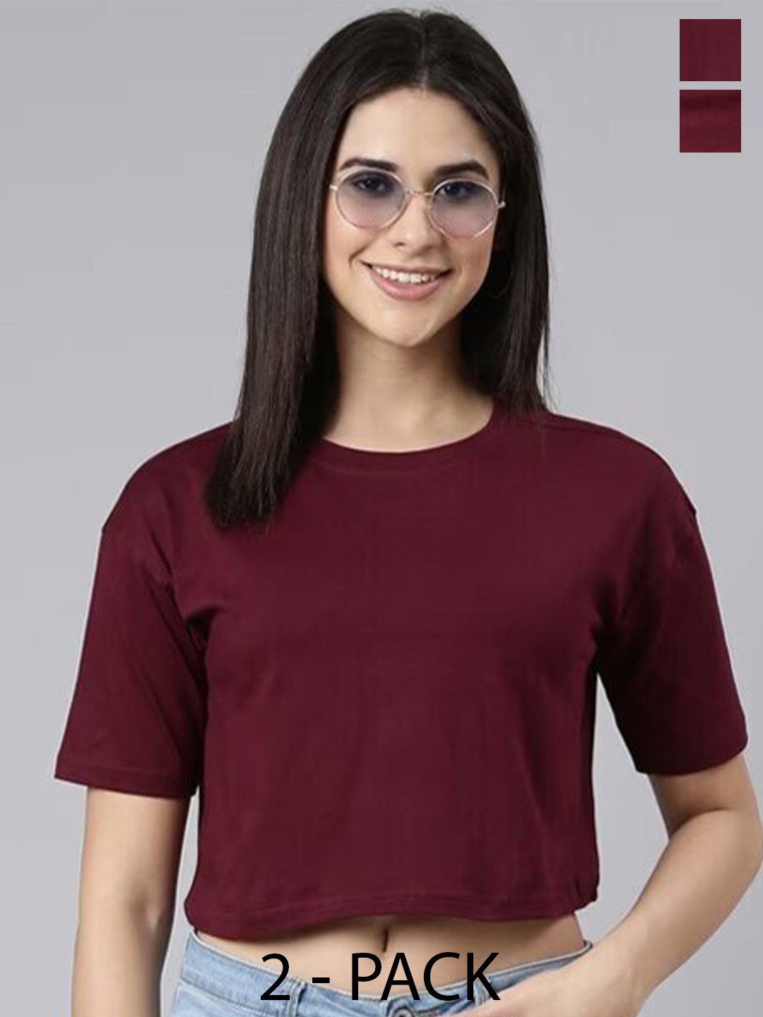 Kryptic Pack Of 2 Pure Cotton Drop-Shoulder Sleeves Relaxed Fit Crop T-shirts, Burgundy
Kryptic Pack Of 2 Pure Cotton Drop-Shoulder Sleeves Relaxed Fit Crop T-shirts, Burgundy