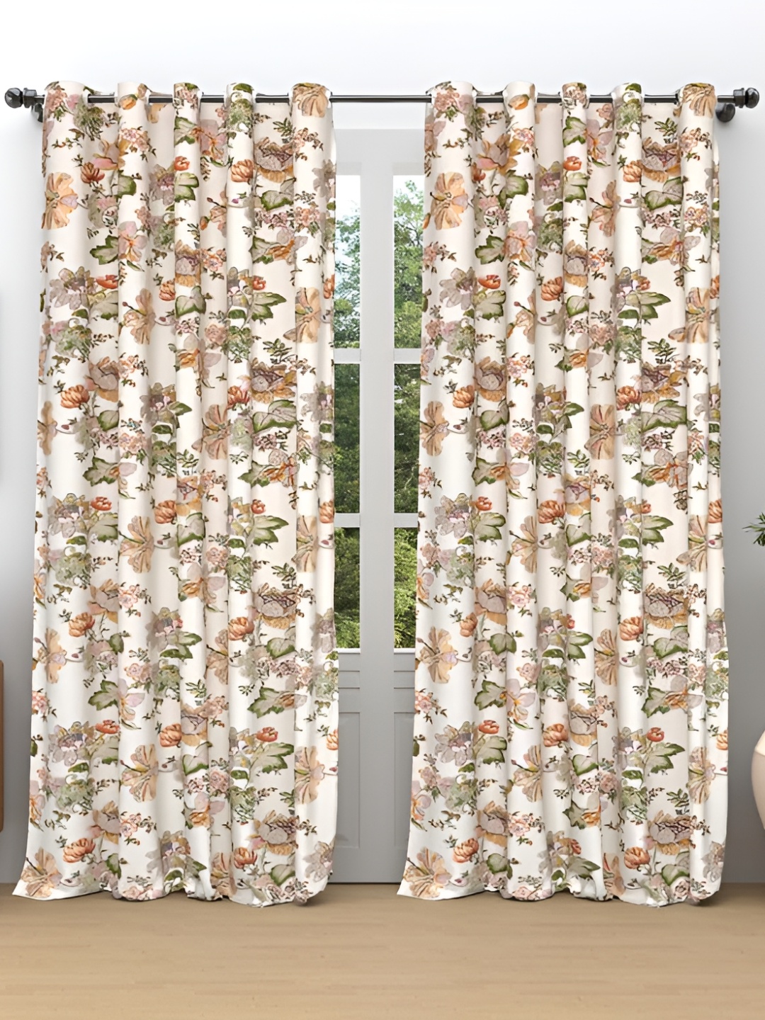 CURIOUS LIFESTYLE Cream-Coloured 2 Pcs Floral Cotton Room Darkening Window Curtain
CURIOUS LIFESTYLE Cream-Coloured 2 Pcs Floral Cotton Room Darkening Window Curtain