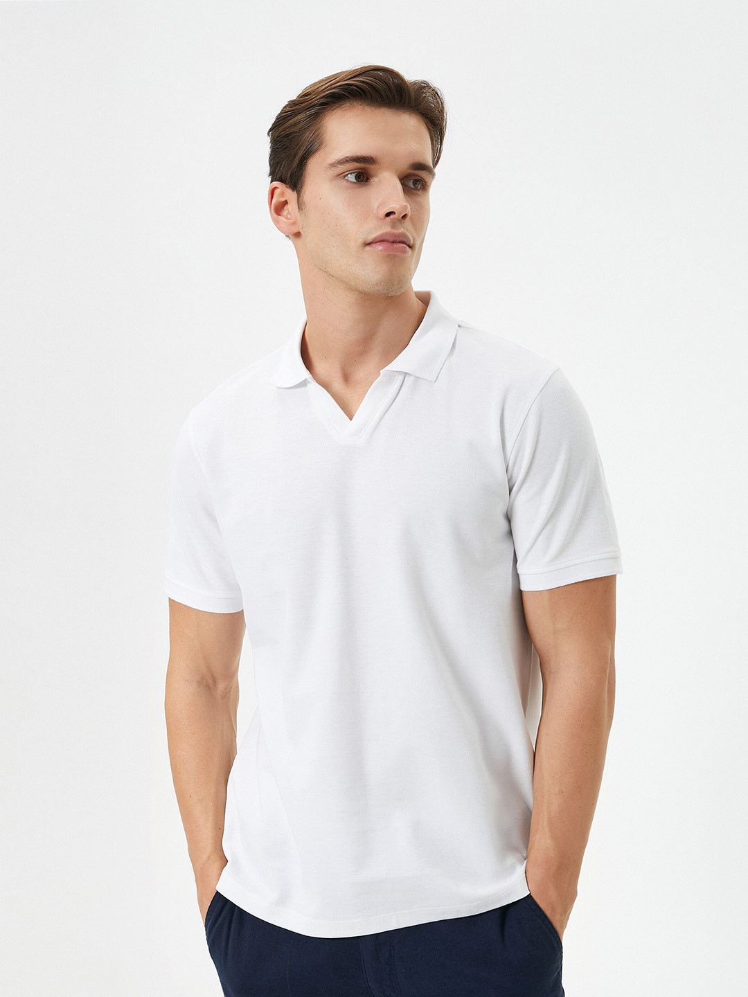 Koton Polo Collar Pure Cotton Casual T-shirt, White 
Koton Polo Collar Pure Cotton Casual T-shirt, White